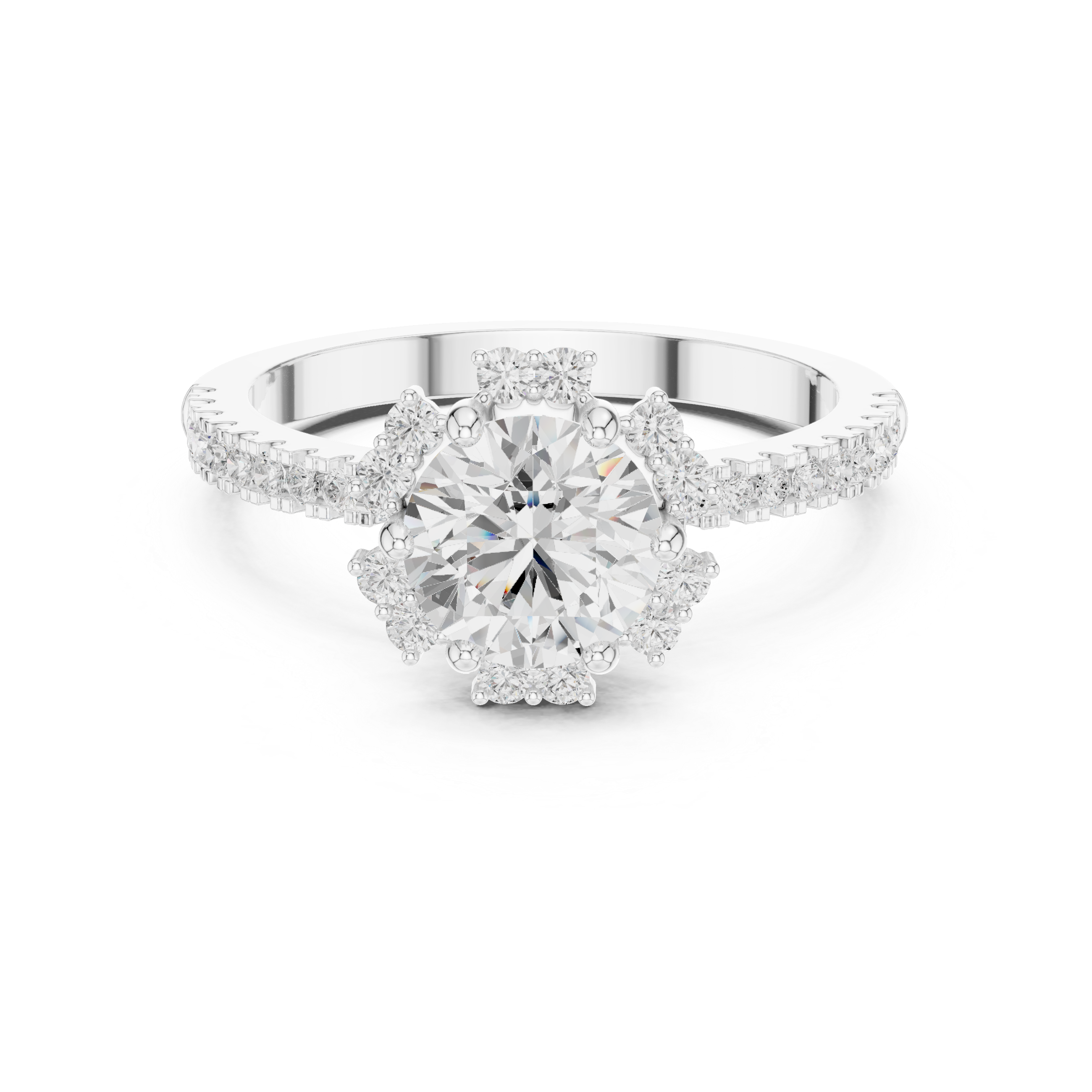 Floral Halo Diamond Engagement Ring