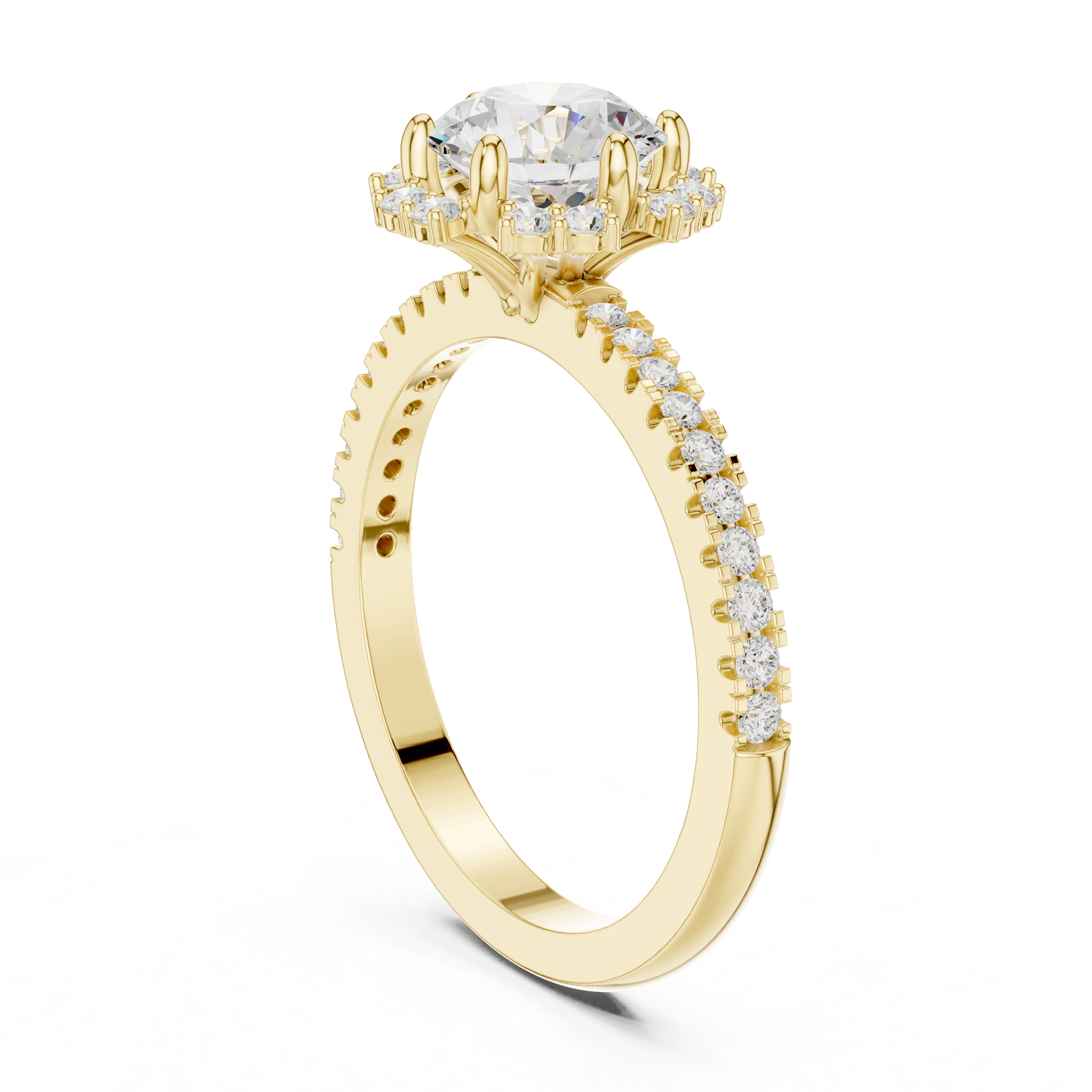 Floral Halo Diamond Engagement Ring