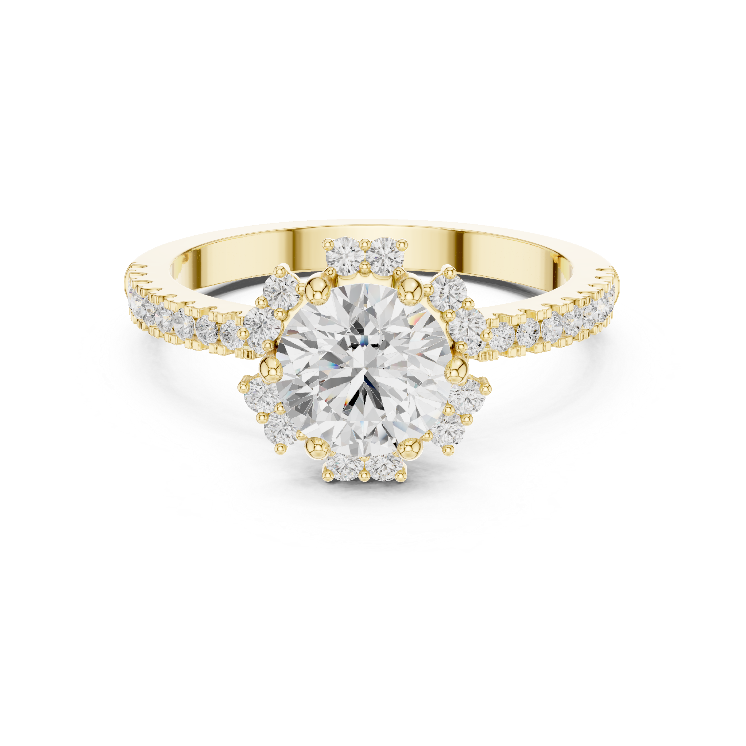 Floral Halo Diamond Engagement Ring