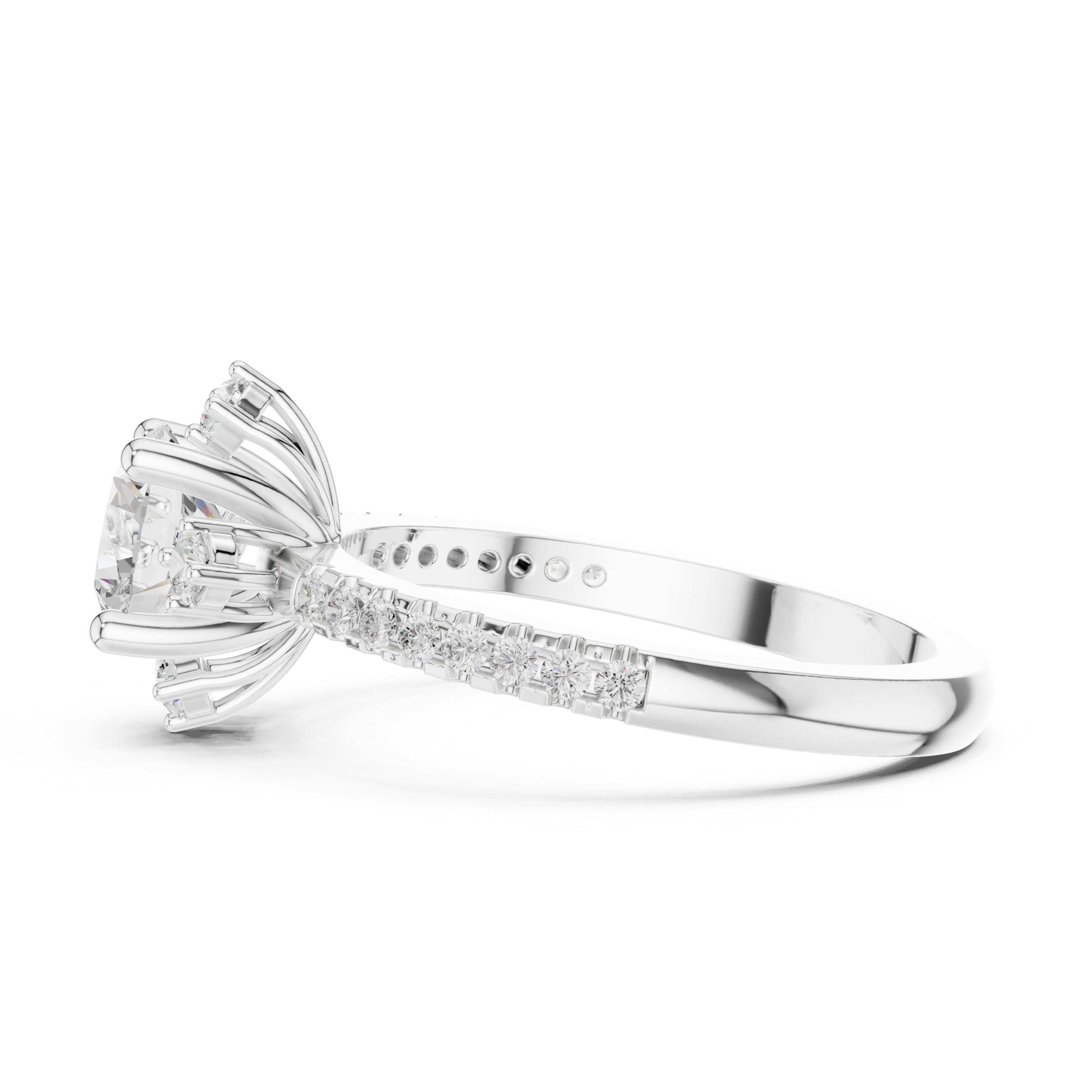 Compass Halo Diamond Engagement Ring