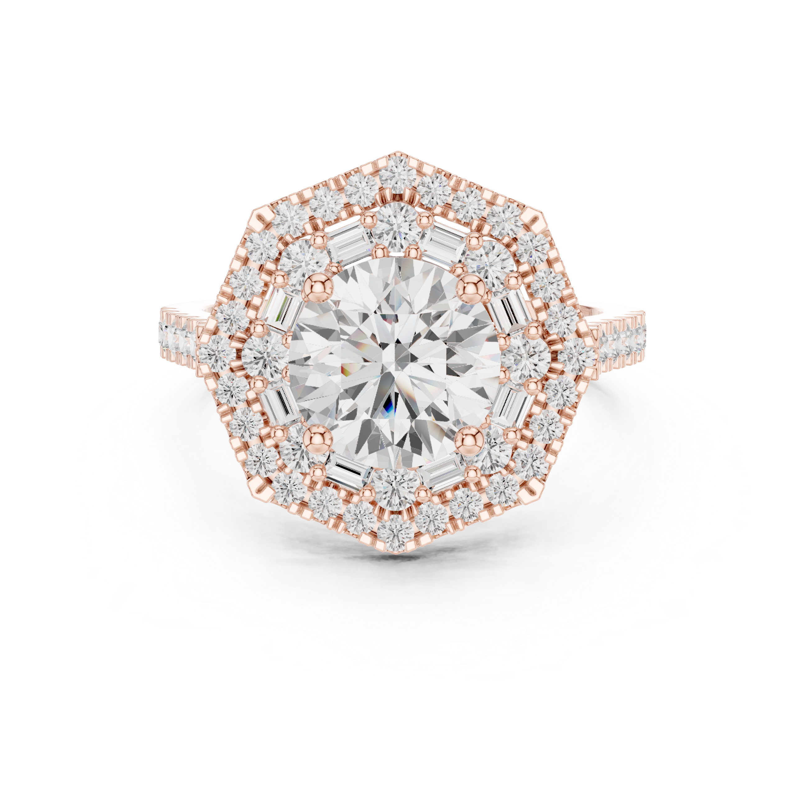 Art Deco Double Halo Engagement Ring