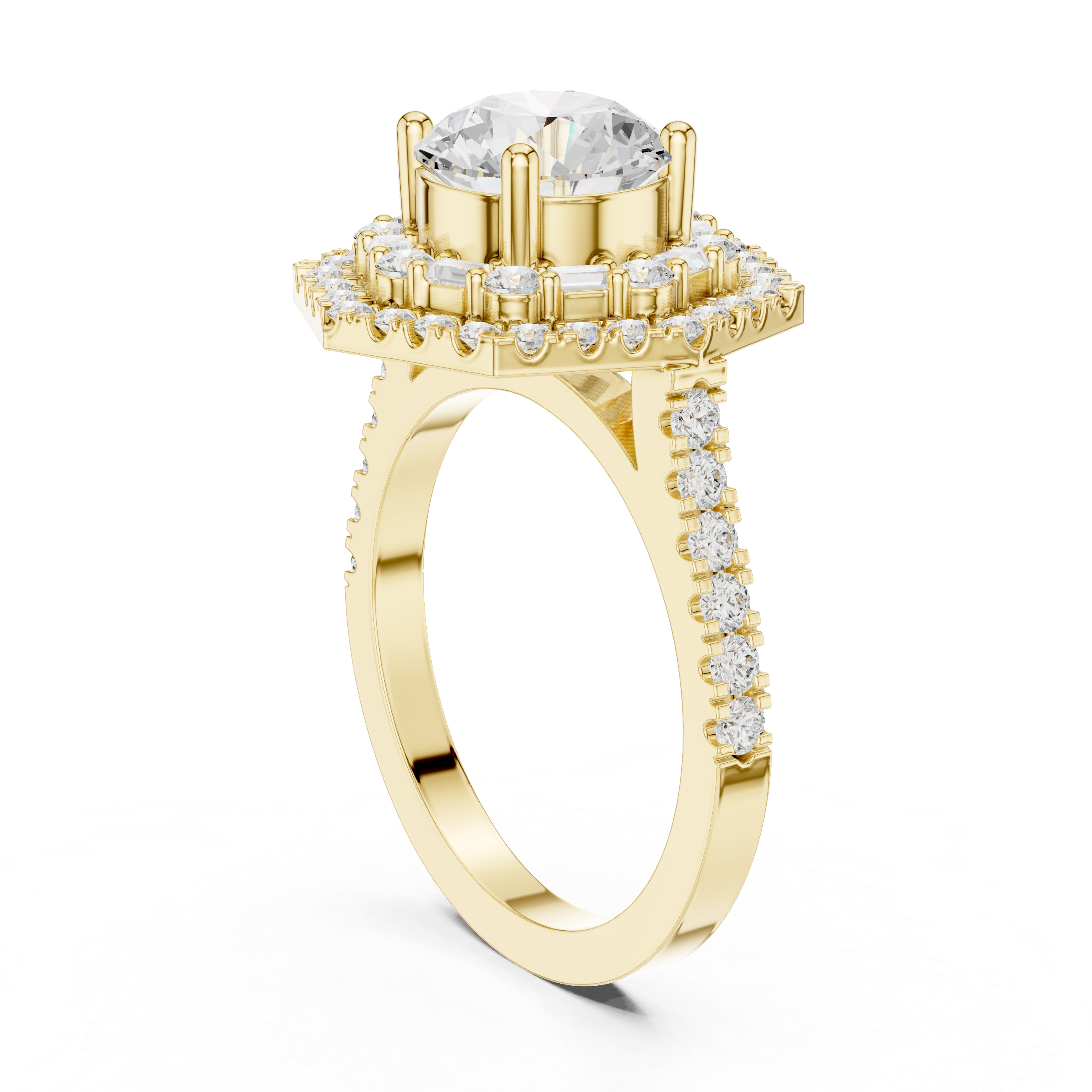 Art Deco Double Halo Engagement Ring
