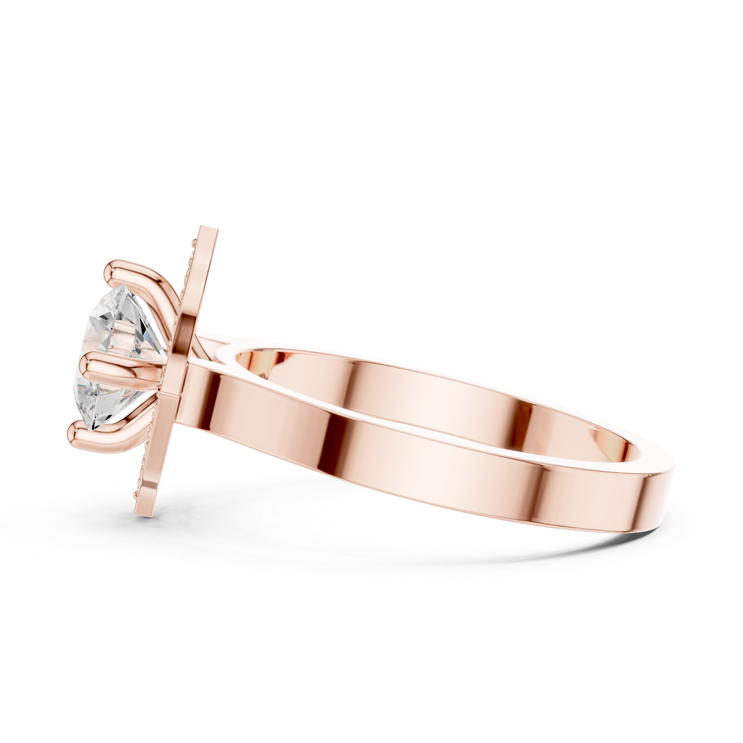 Geometric Round Halo Engagement Ring