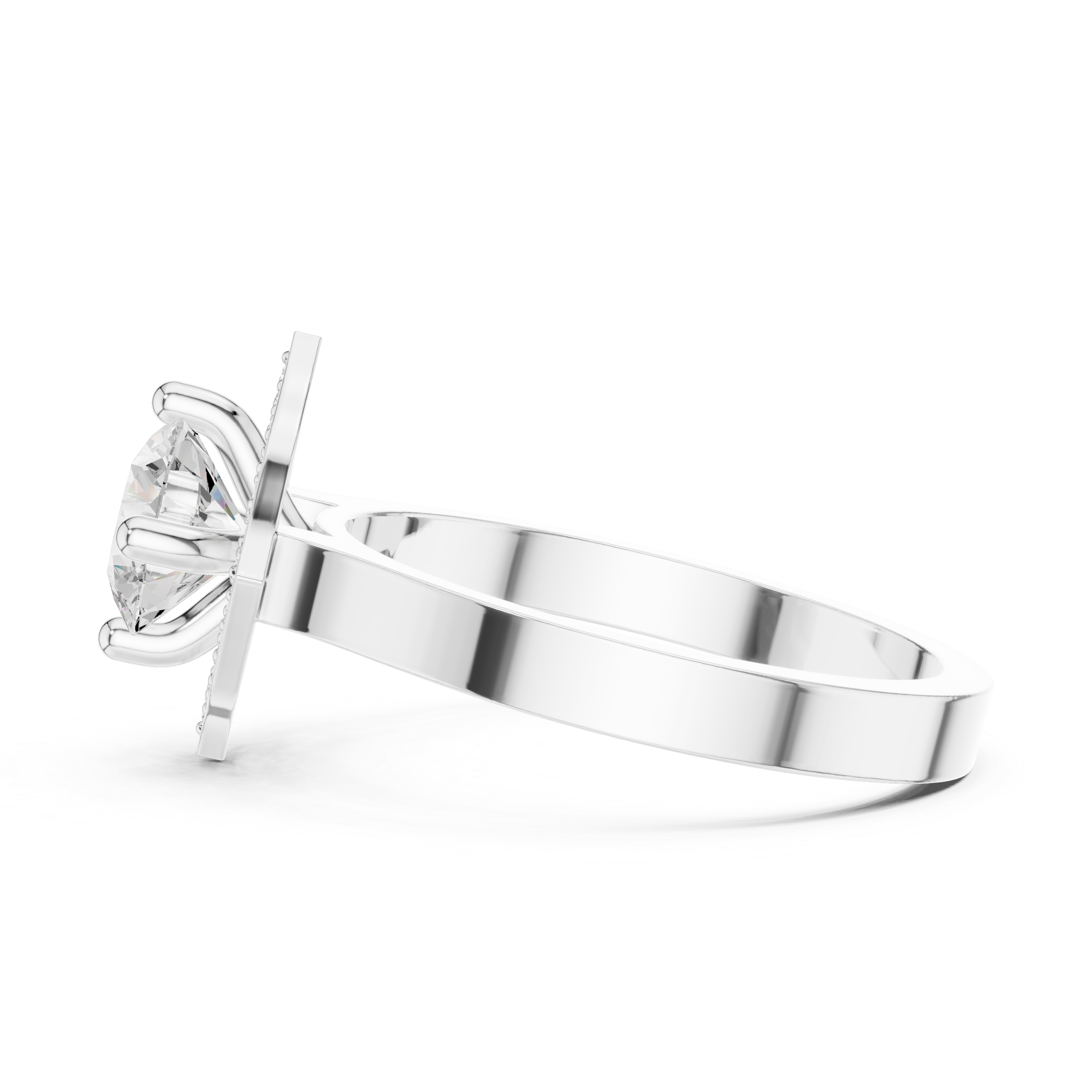 Geometric Round Halo Engagement Ring