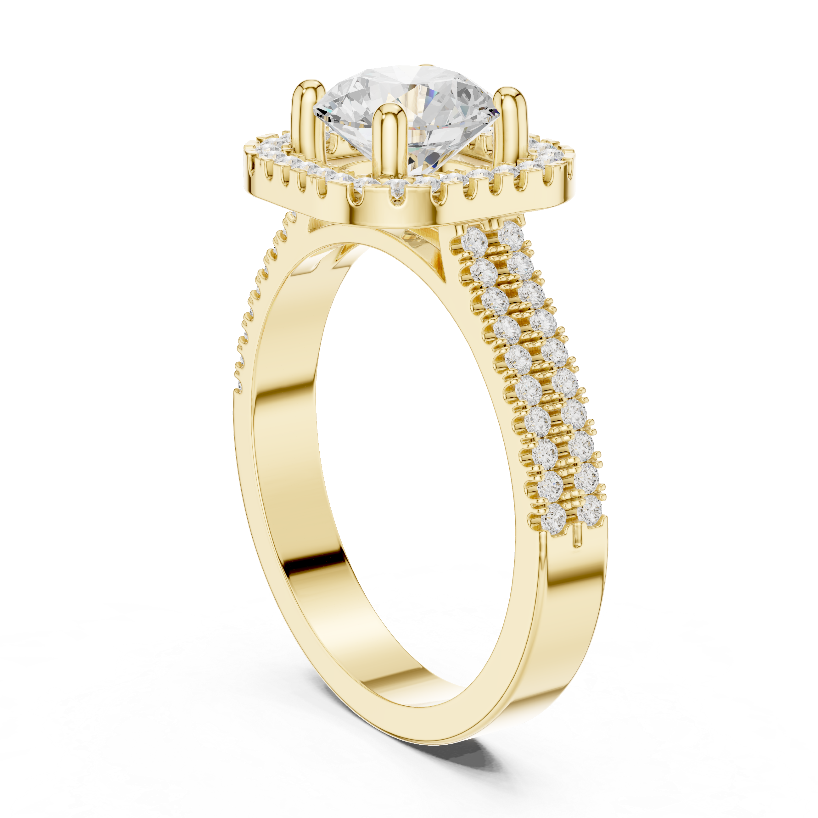 Round Cushion Halo Engagement Ring