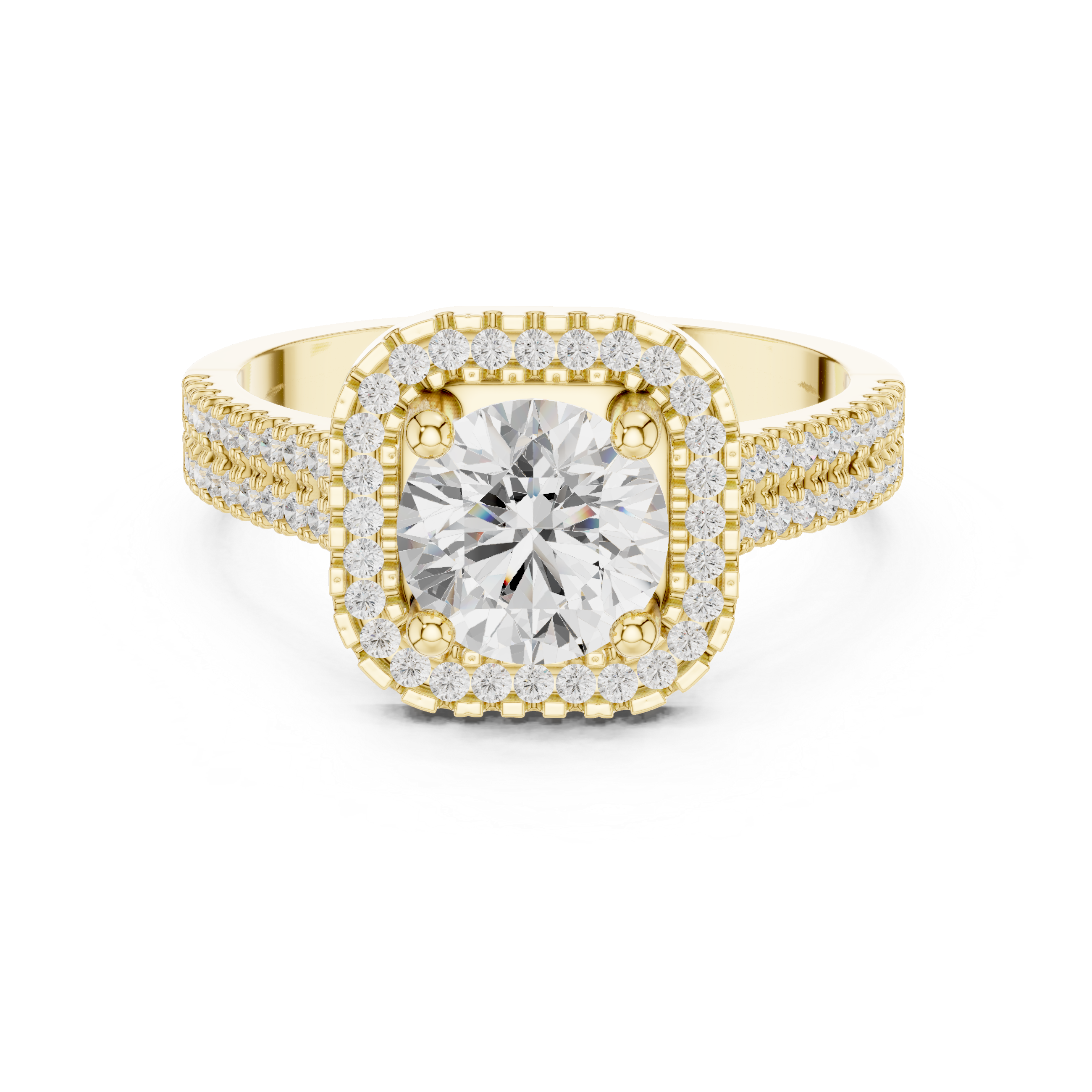 Round Cushion Halo Engagement Ring