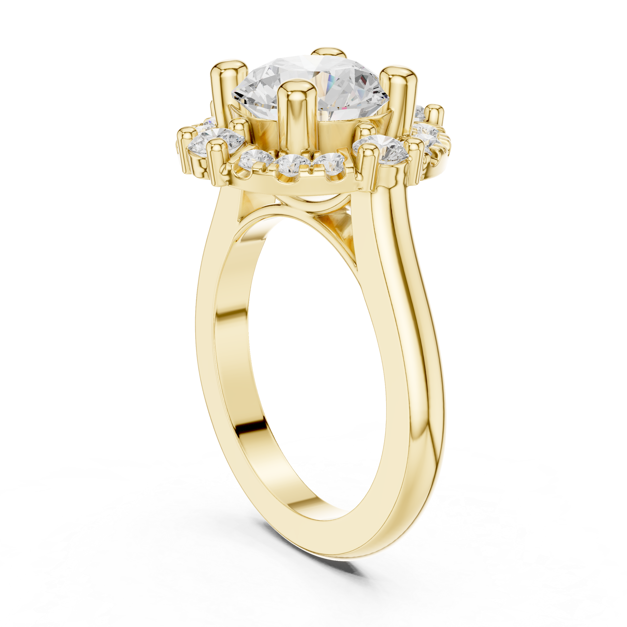 Vintage Floral Round Halo Engagement Ring