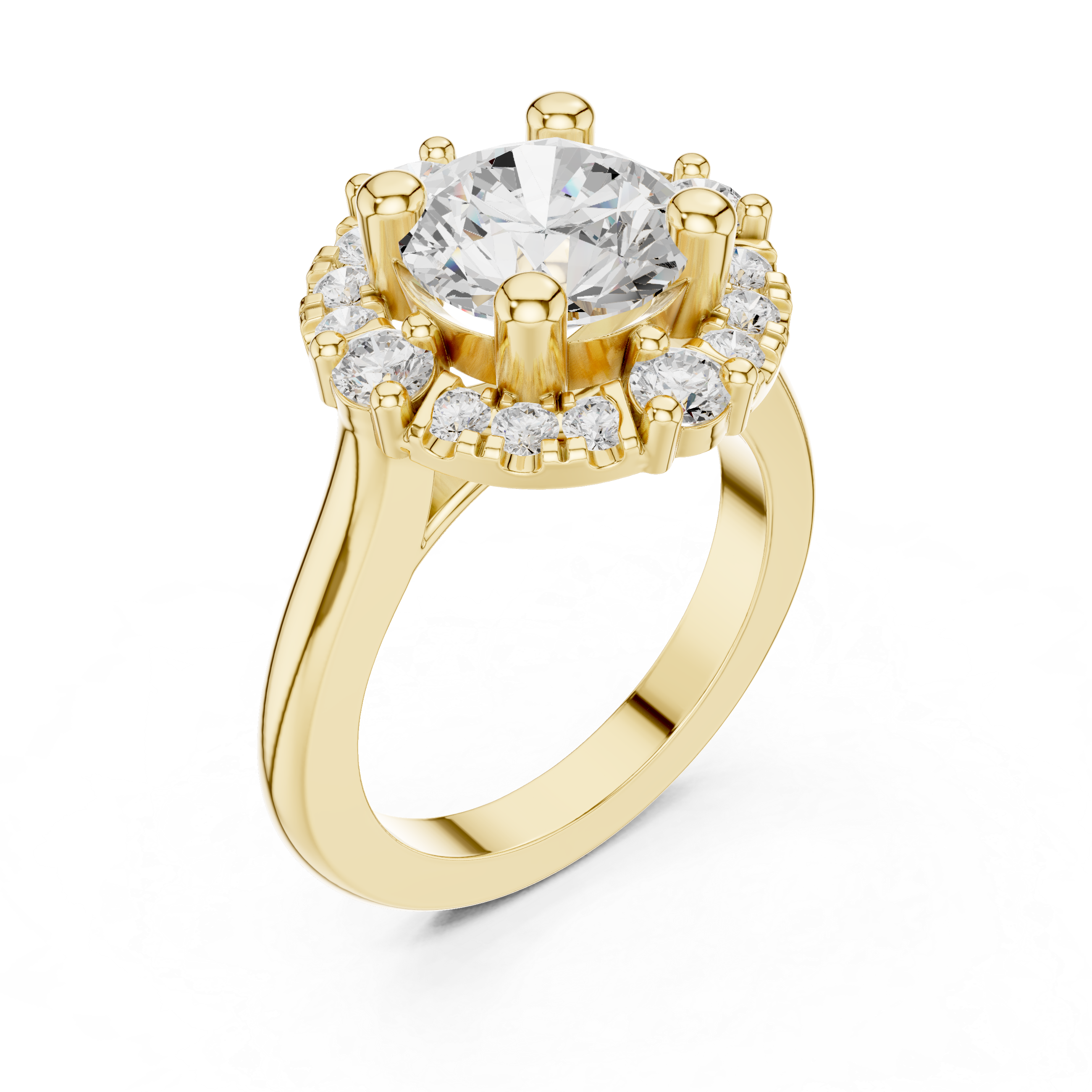 Vintage Floral Round Halo Engagement Ring