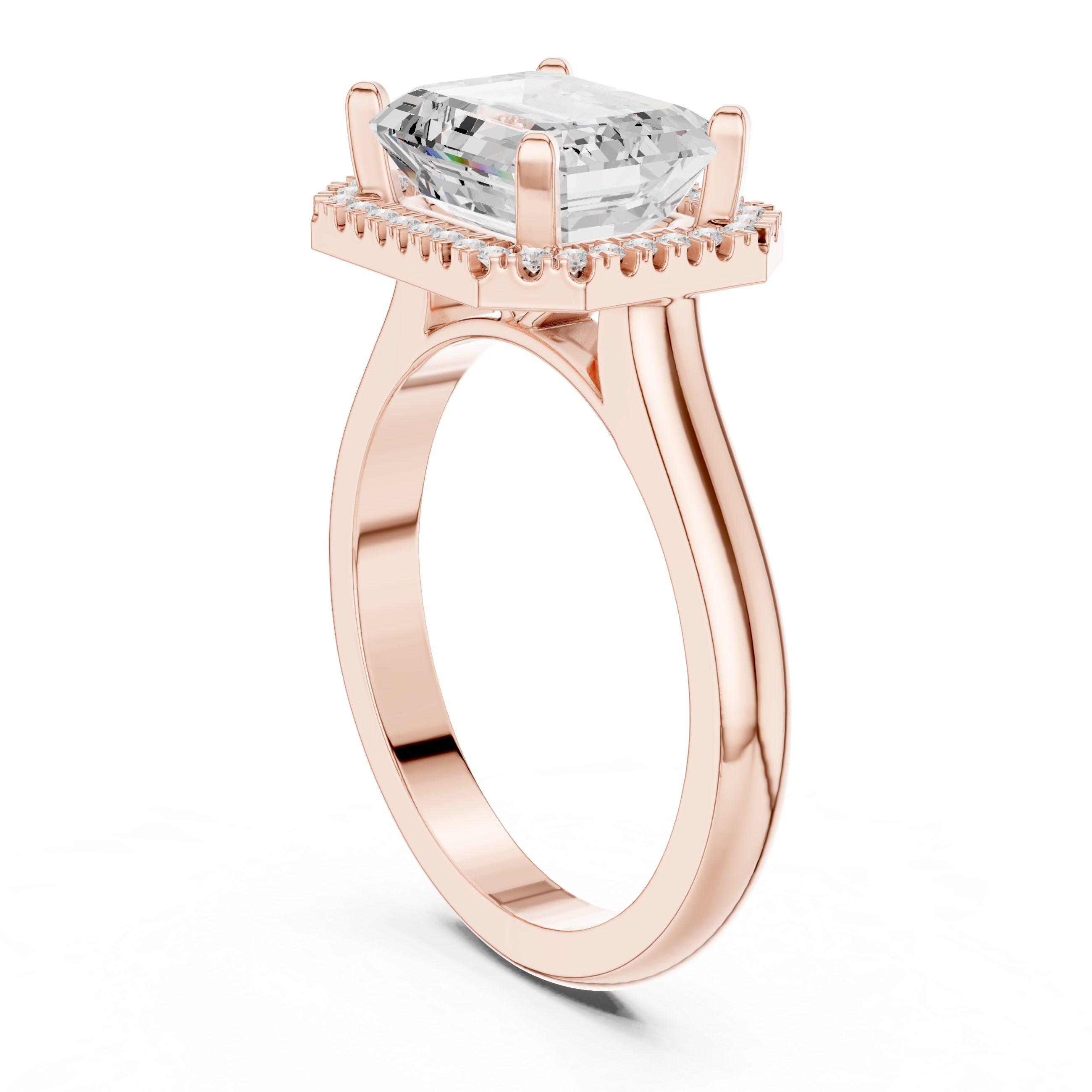 Emerald Cut Halo Engagement Ring