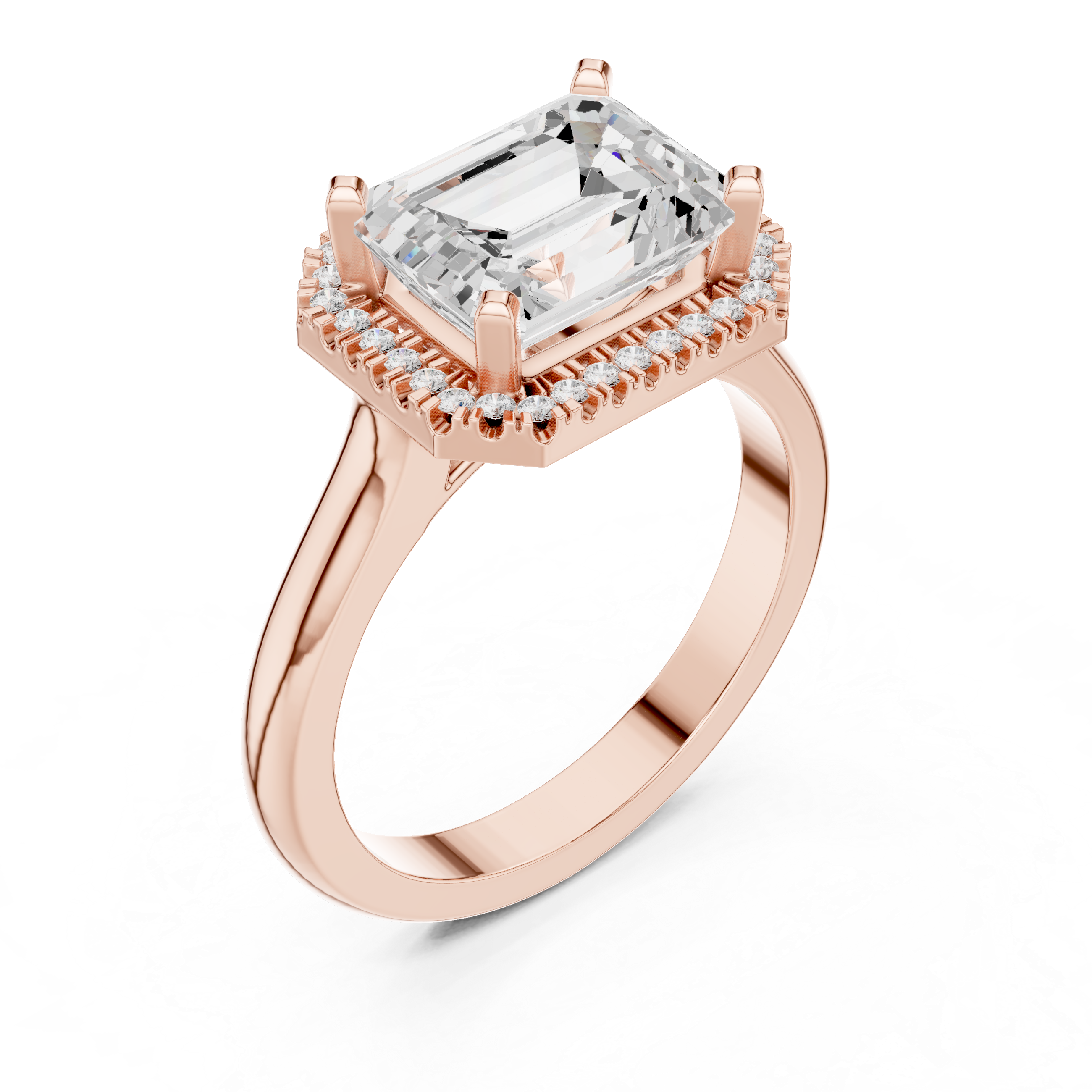 Emerald Cut Halo Engagement Ring