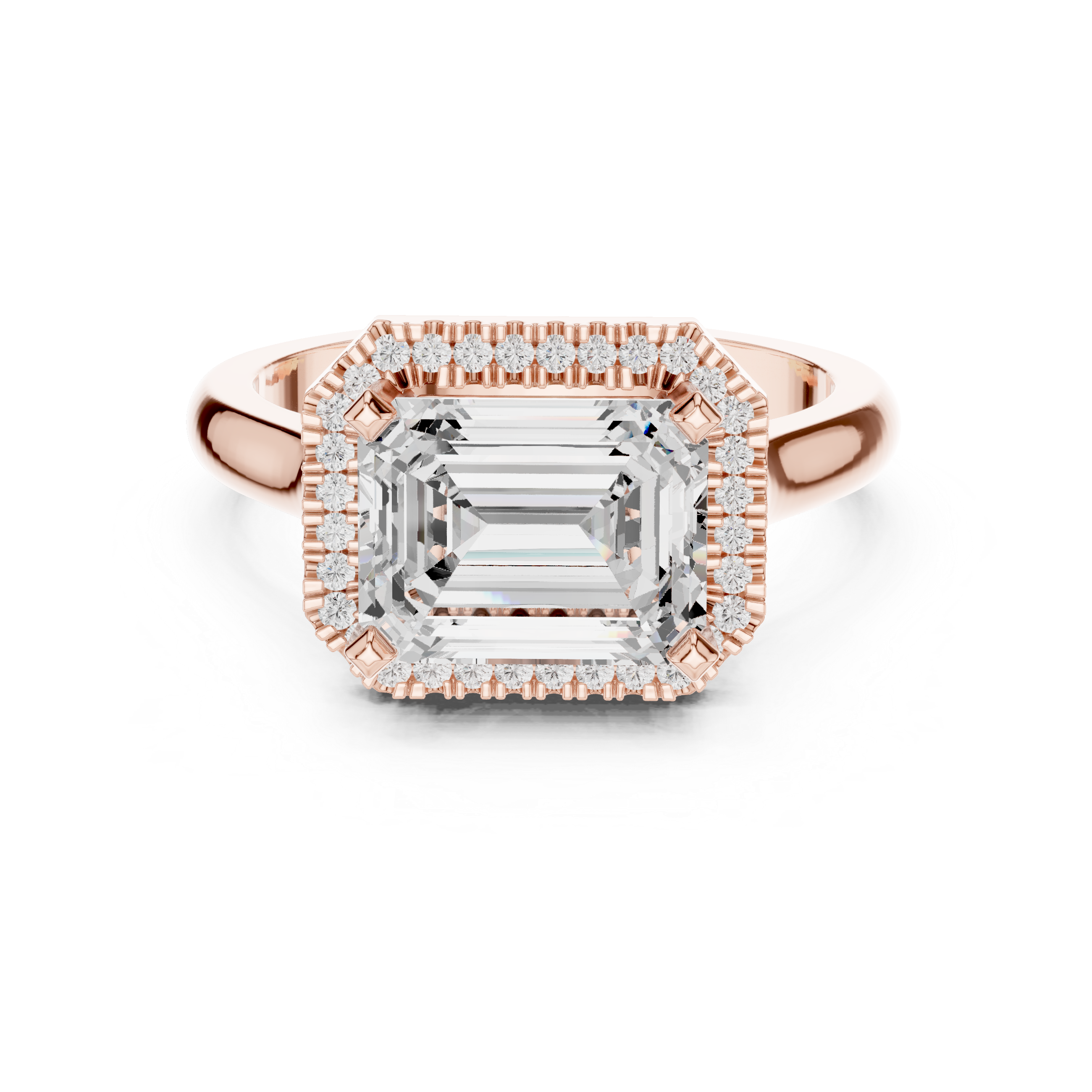 Emerald Cut Halo Engagement Ring