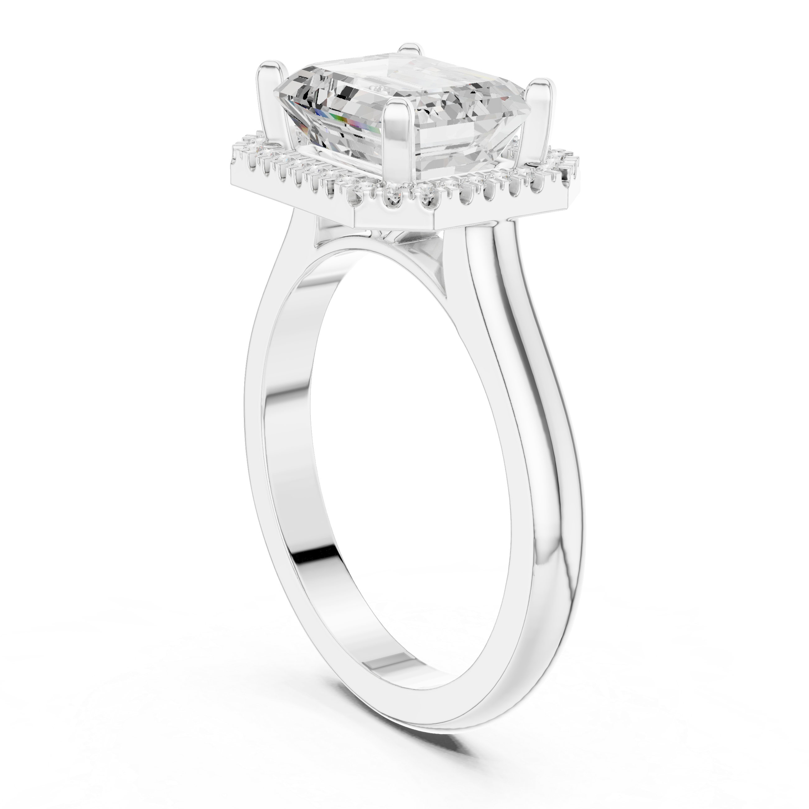 Emerald Cut Halo Engagement Ring