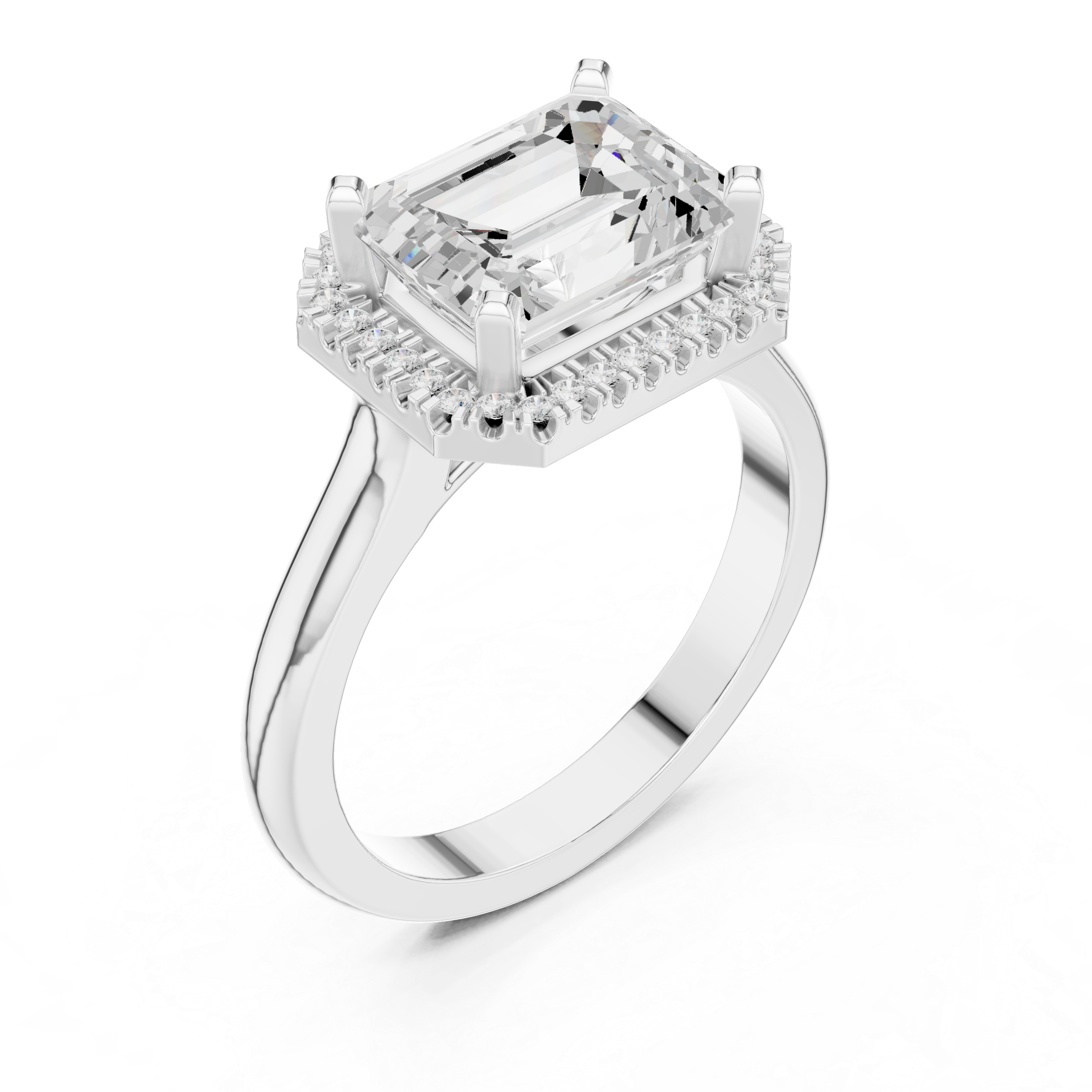 Emerald Cut Halo Engagement Ring