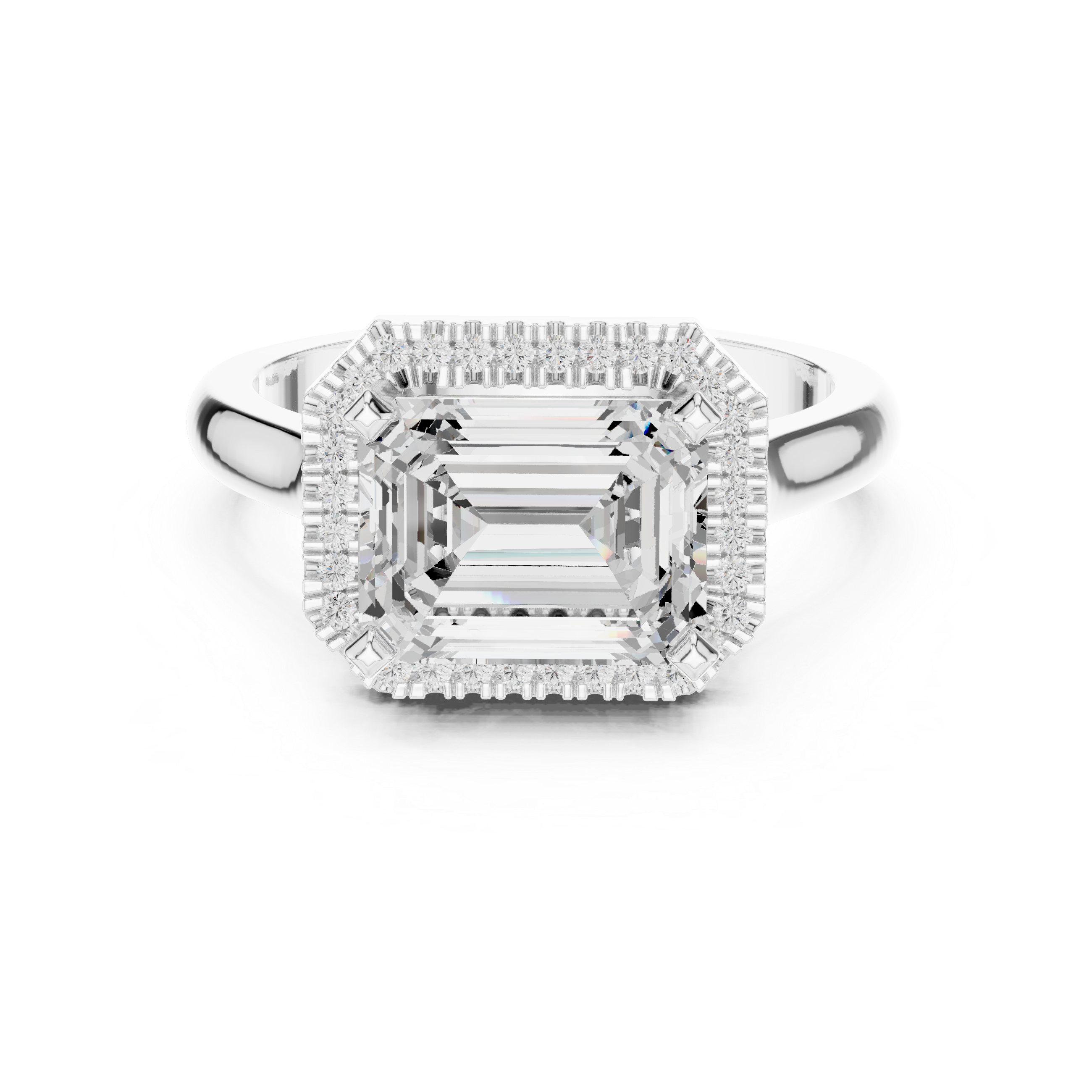 Emerald Cut Halo Engagement Ring