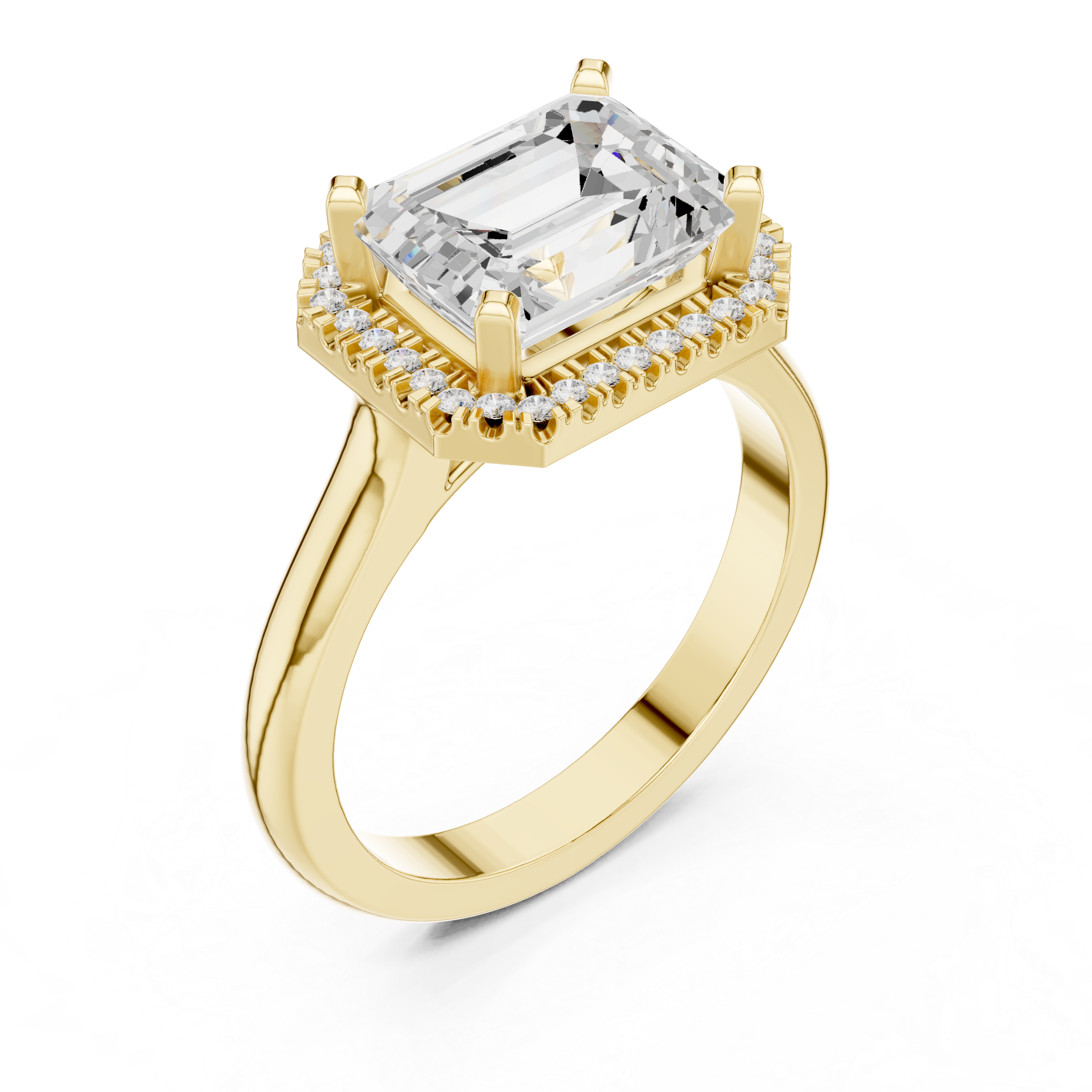 Emerald Cut Halo Engagement Ring