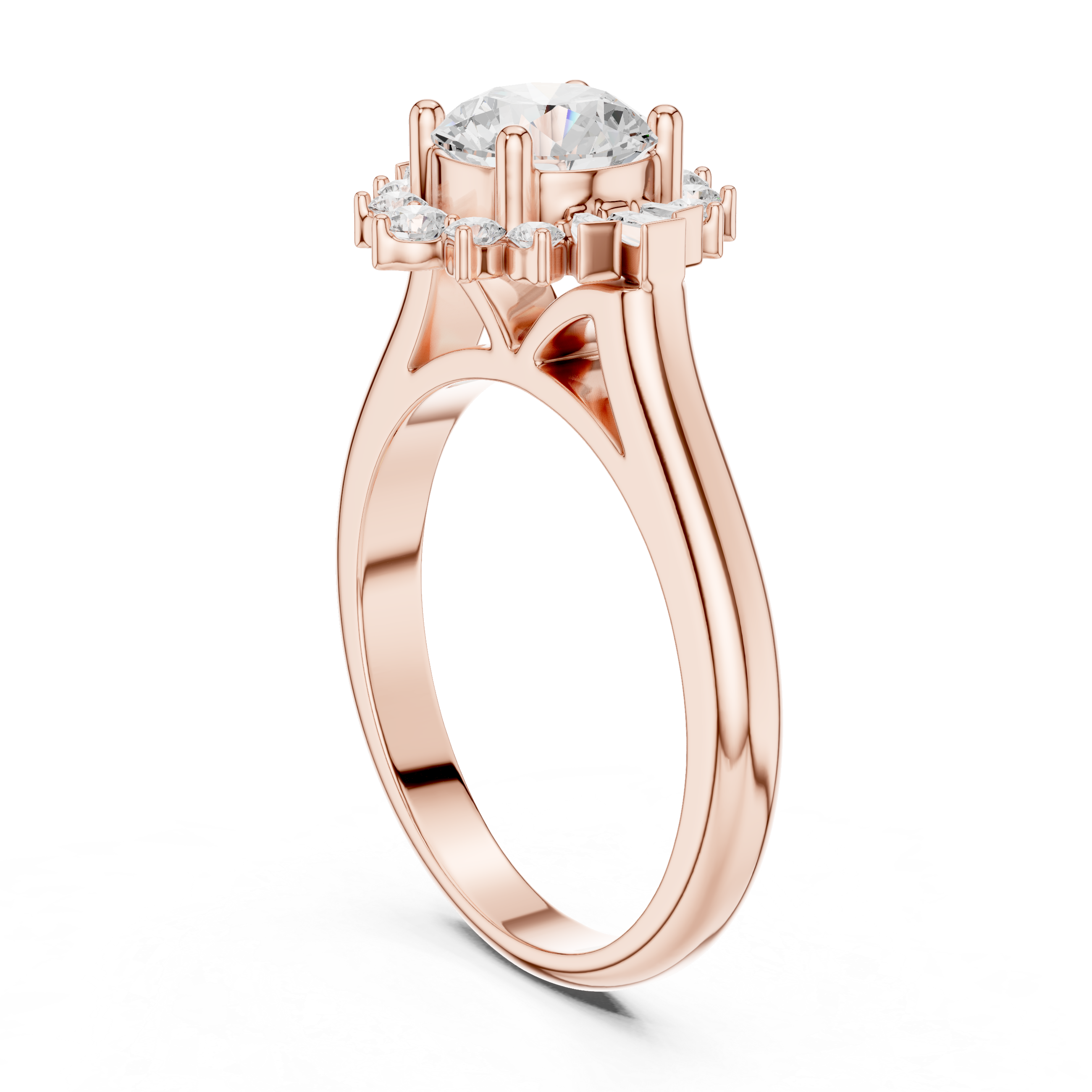 Round Floral Cluster Engagement Ring