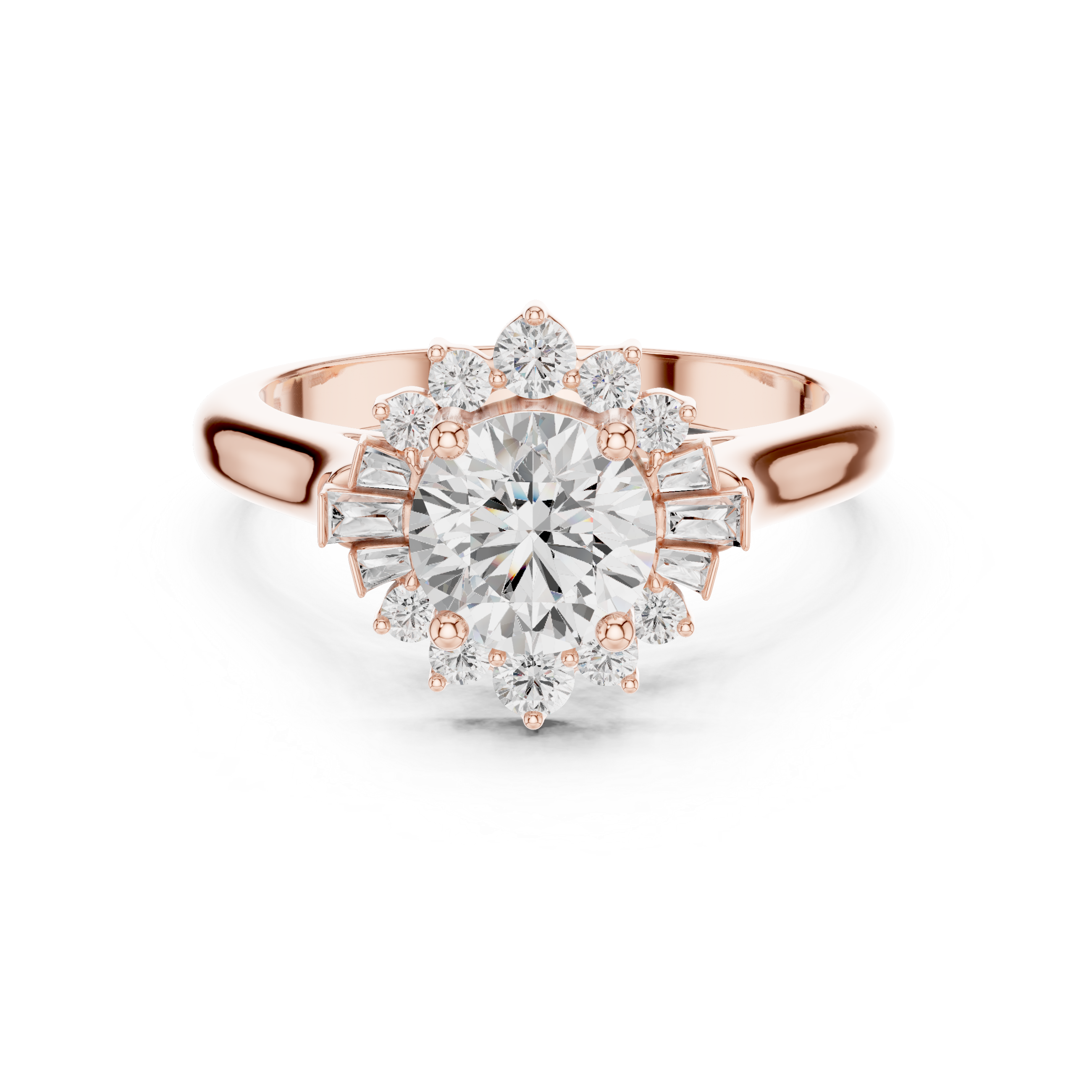 Round Floral Cluster Engagement Ring