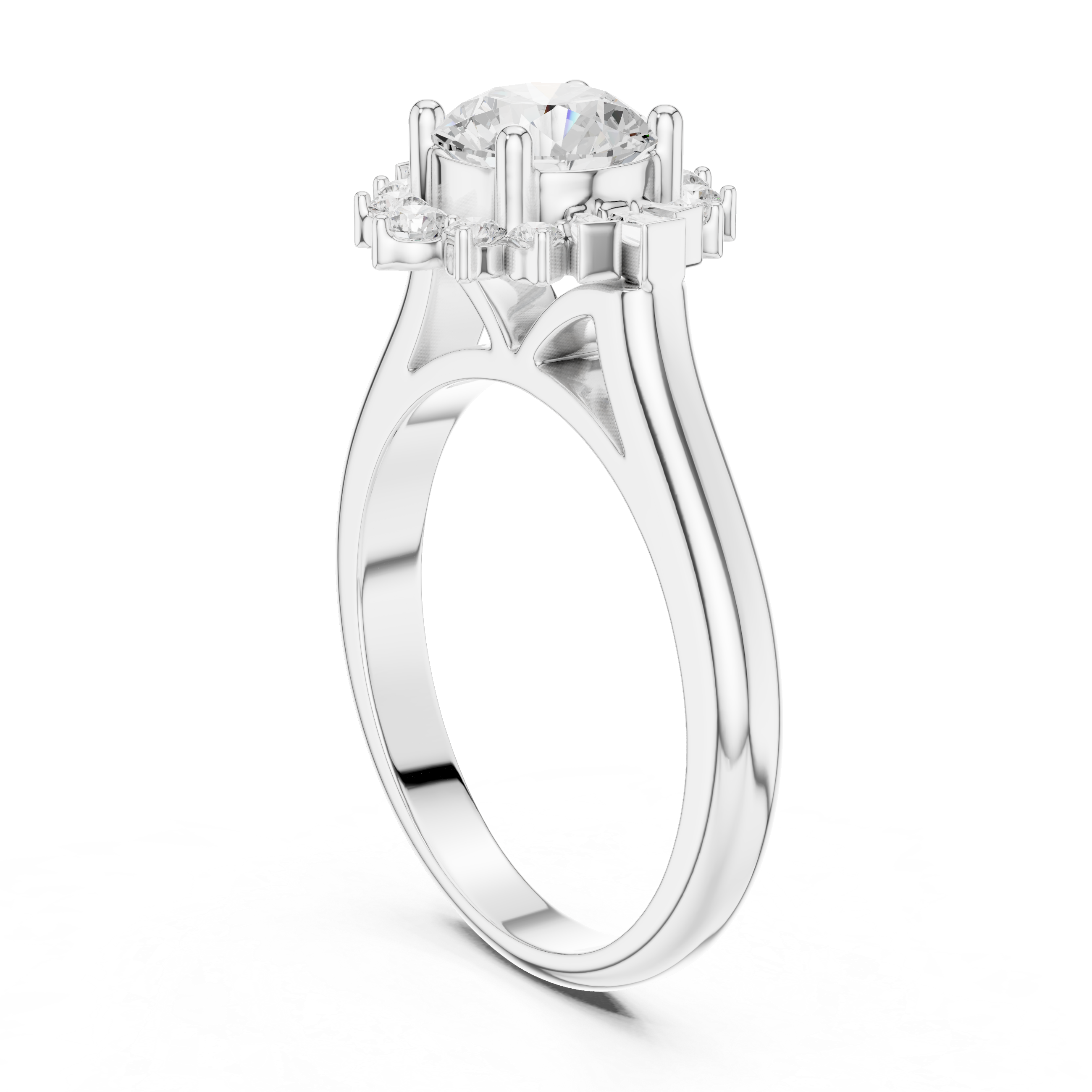 Round Floral Cluster Engagement Ring