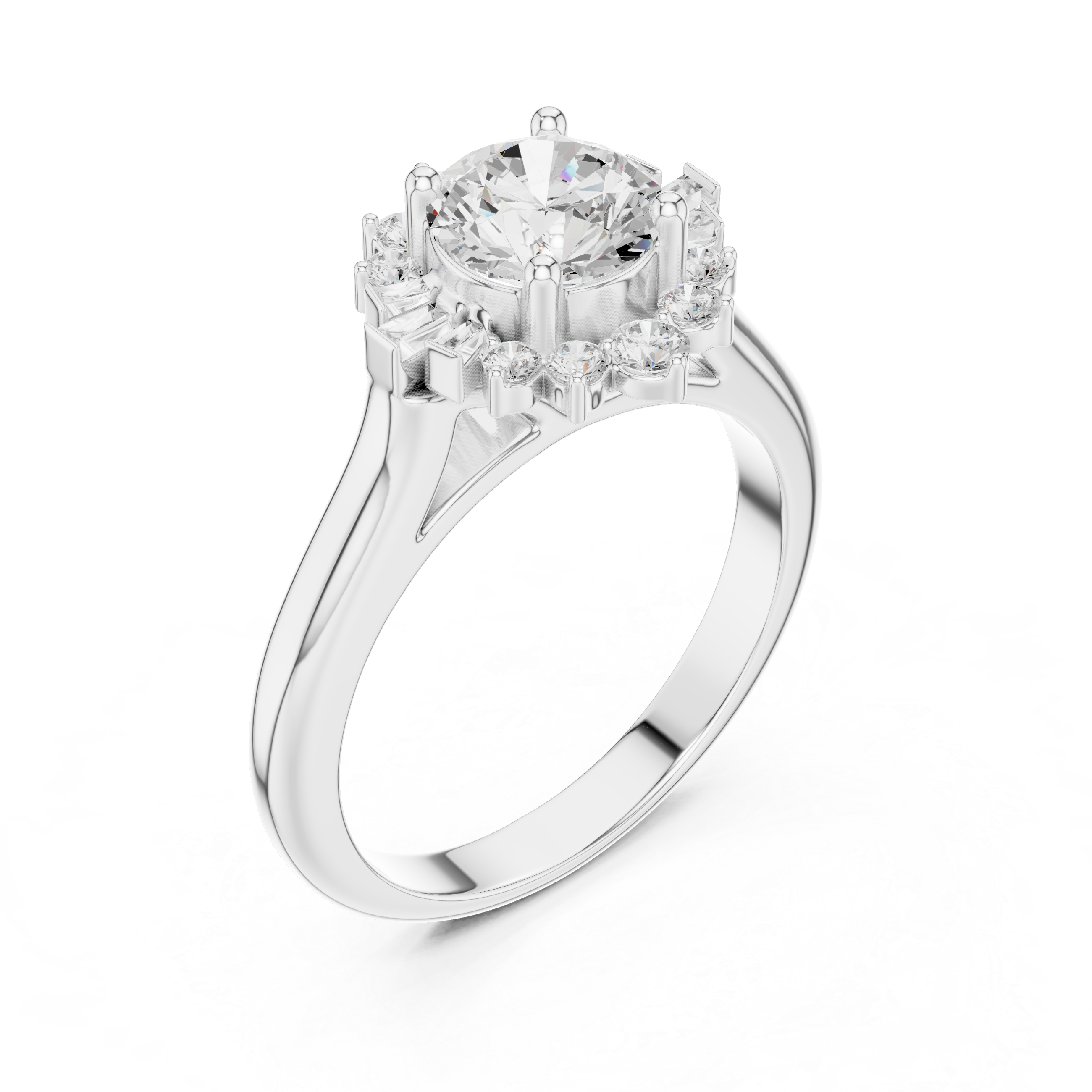 Round Floral Cluster Engagement Ring