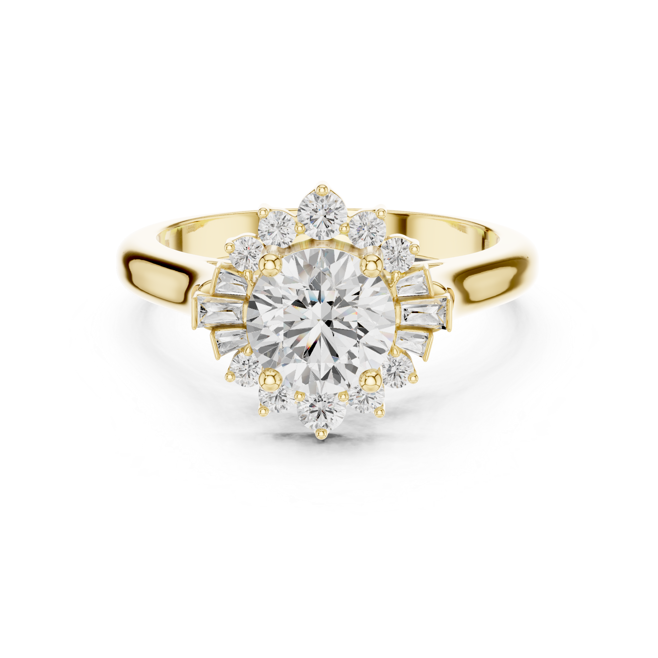 Round Floral Cluster Engagement Ring