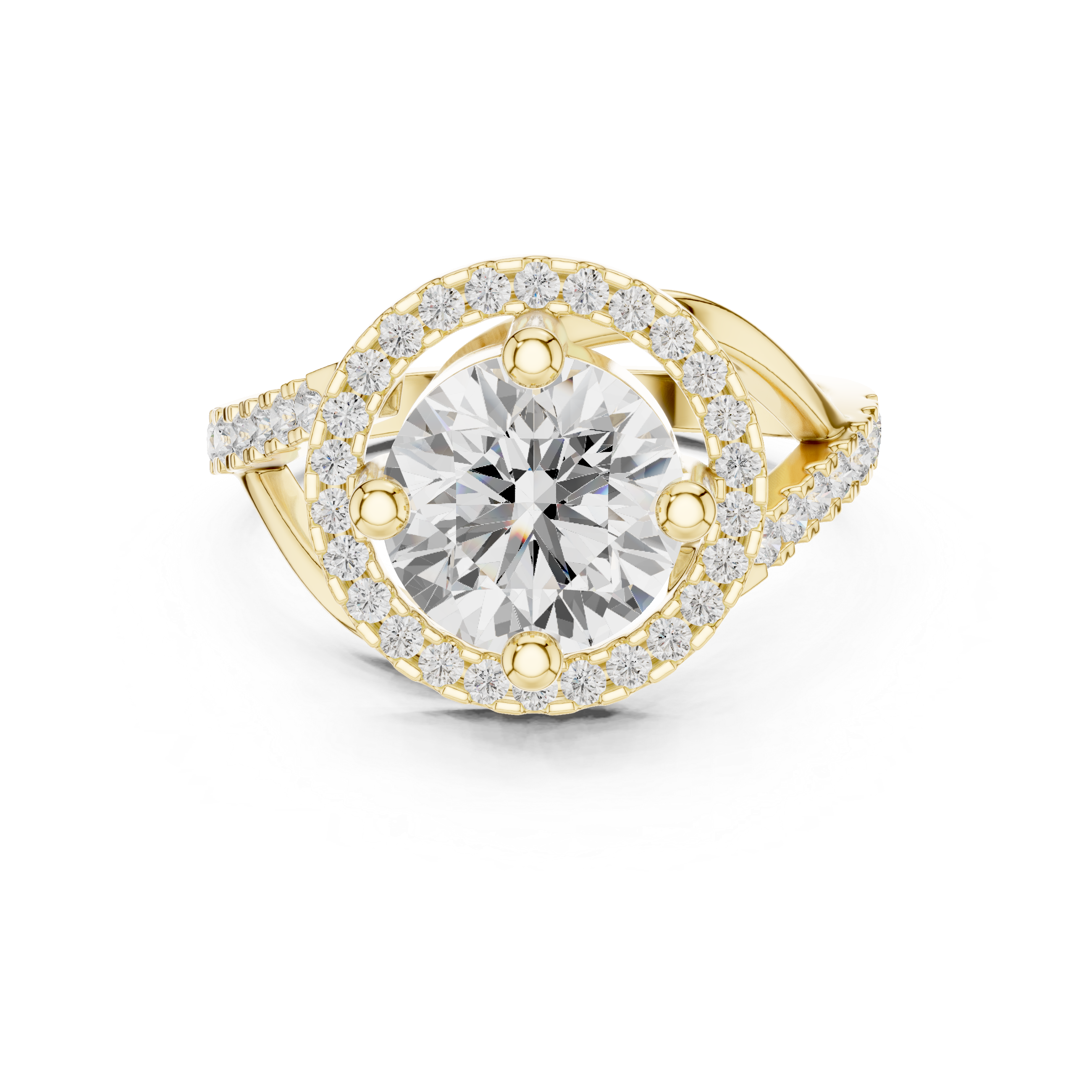 Round Swirl Halo Engagement Ring