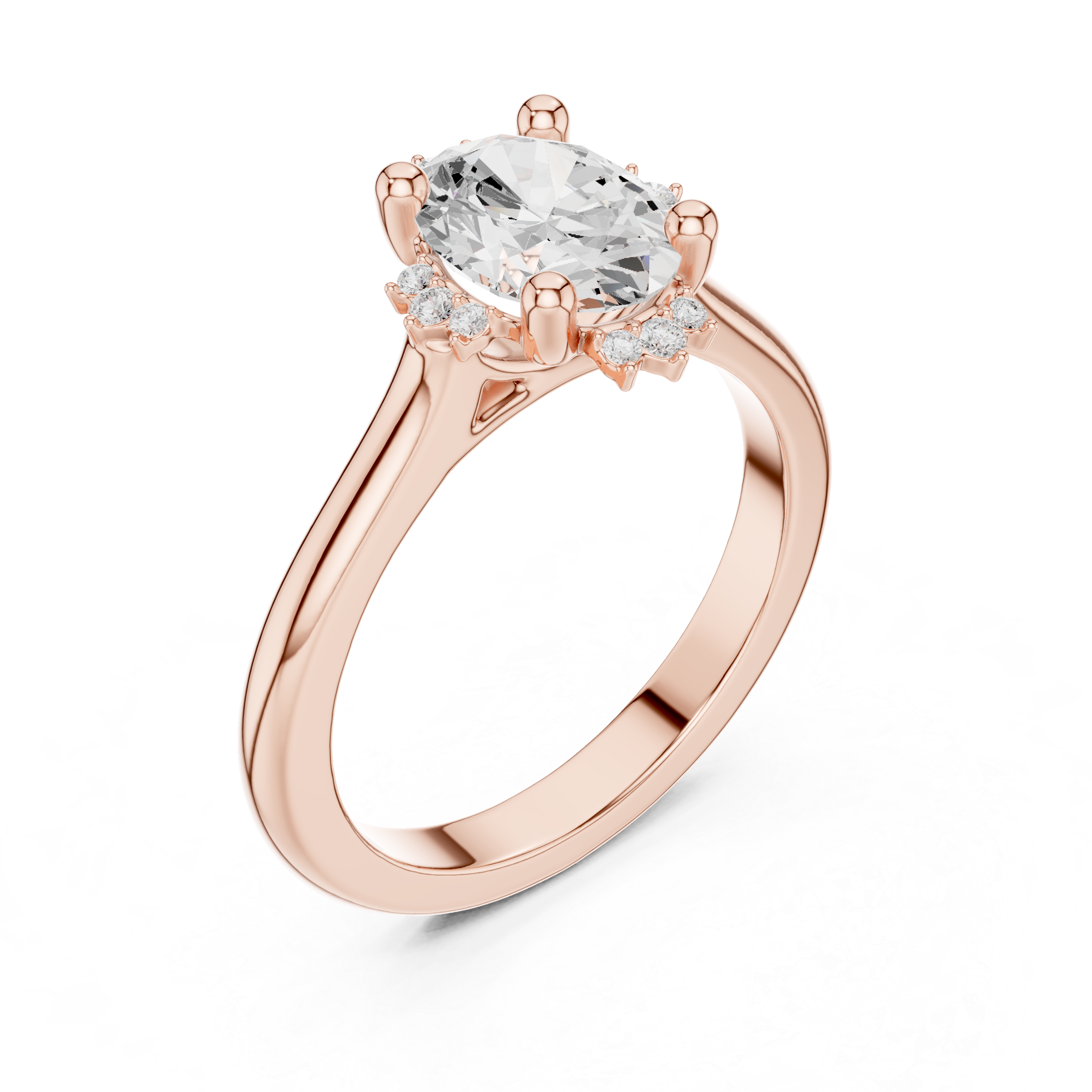 Oval Diamond Hidden Halo Ring