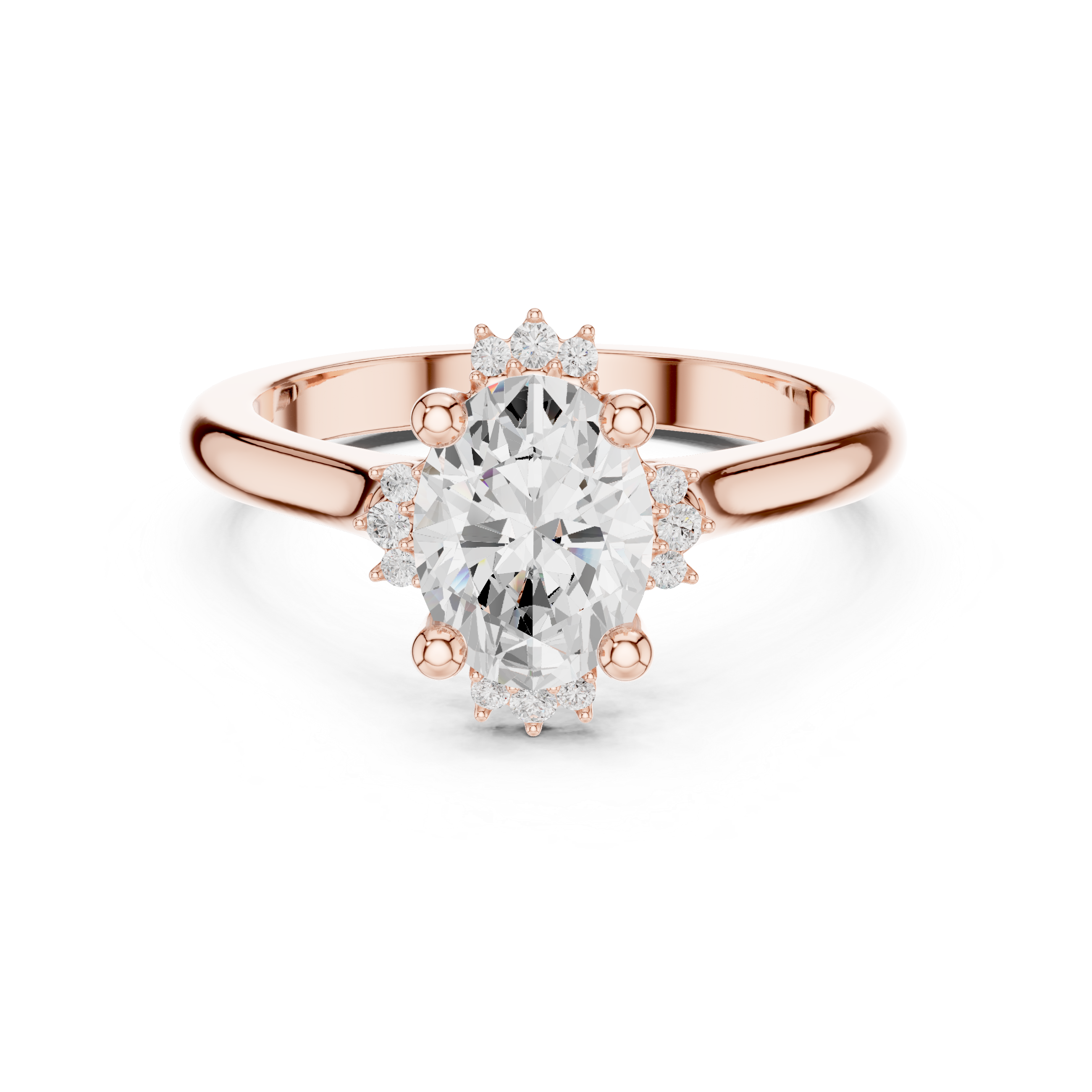 Oval Diamond Hidden Halo Ring