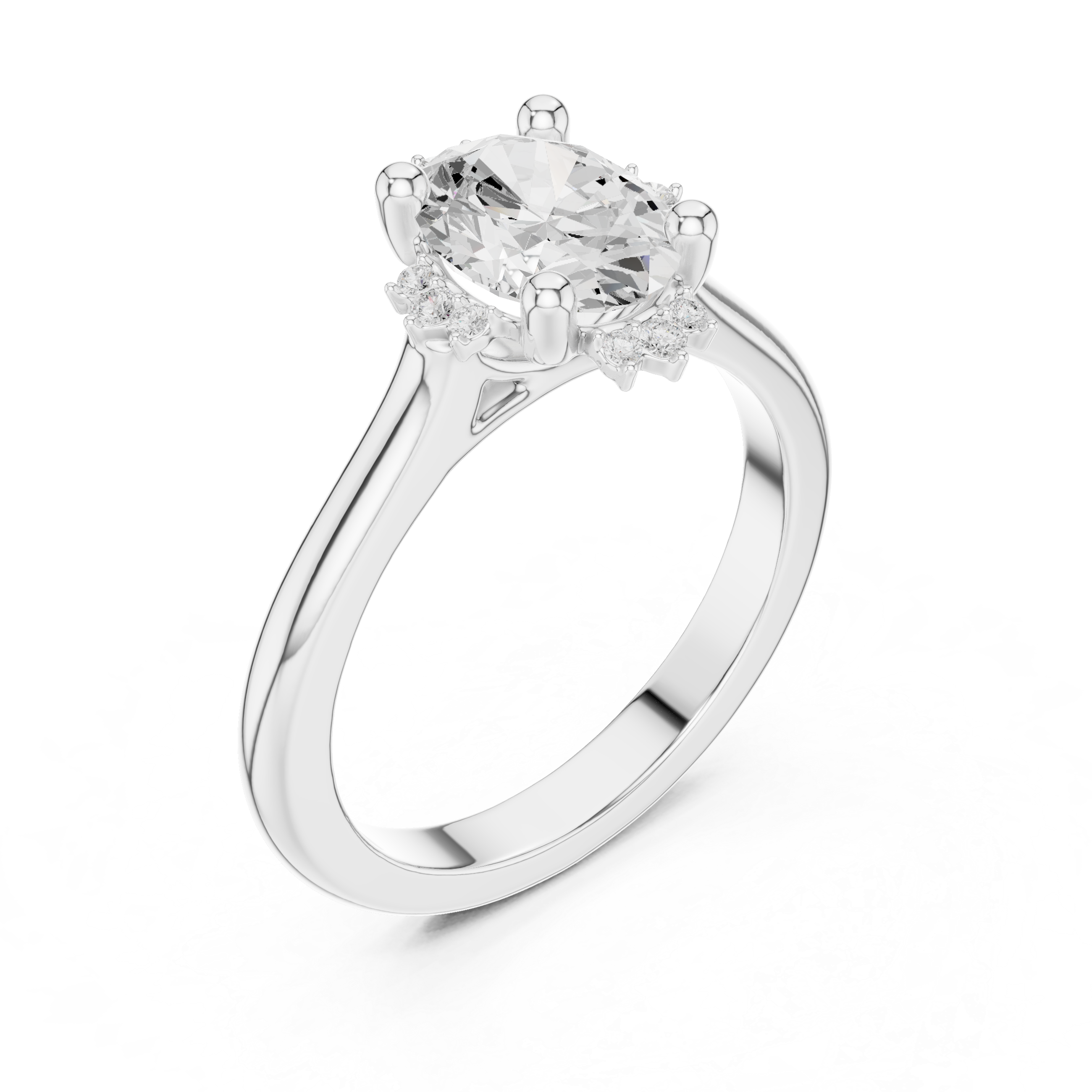 Oval Diamond Hidden Halo Ring