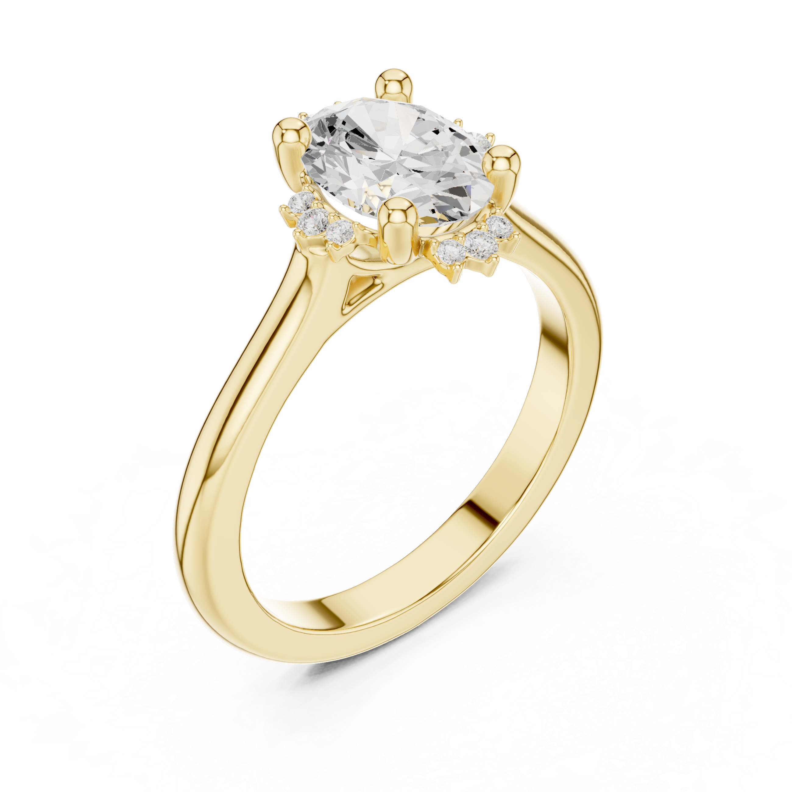 Oval Diamond Hidden Halo Ring