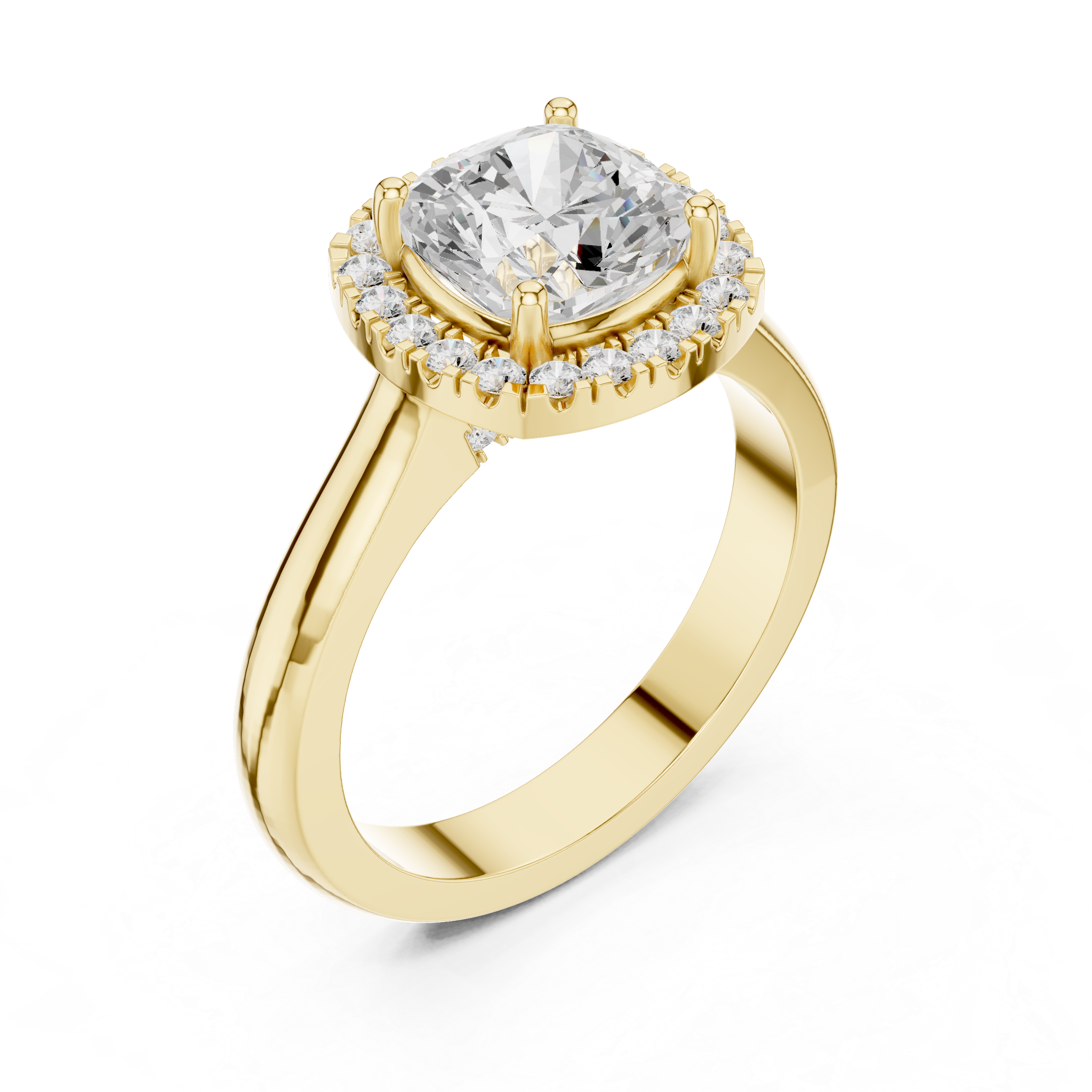 Cushion Halo Engagement Ring