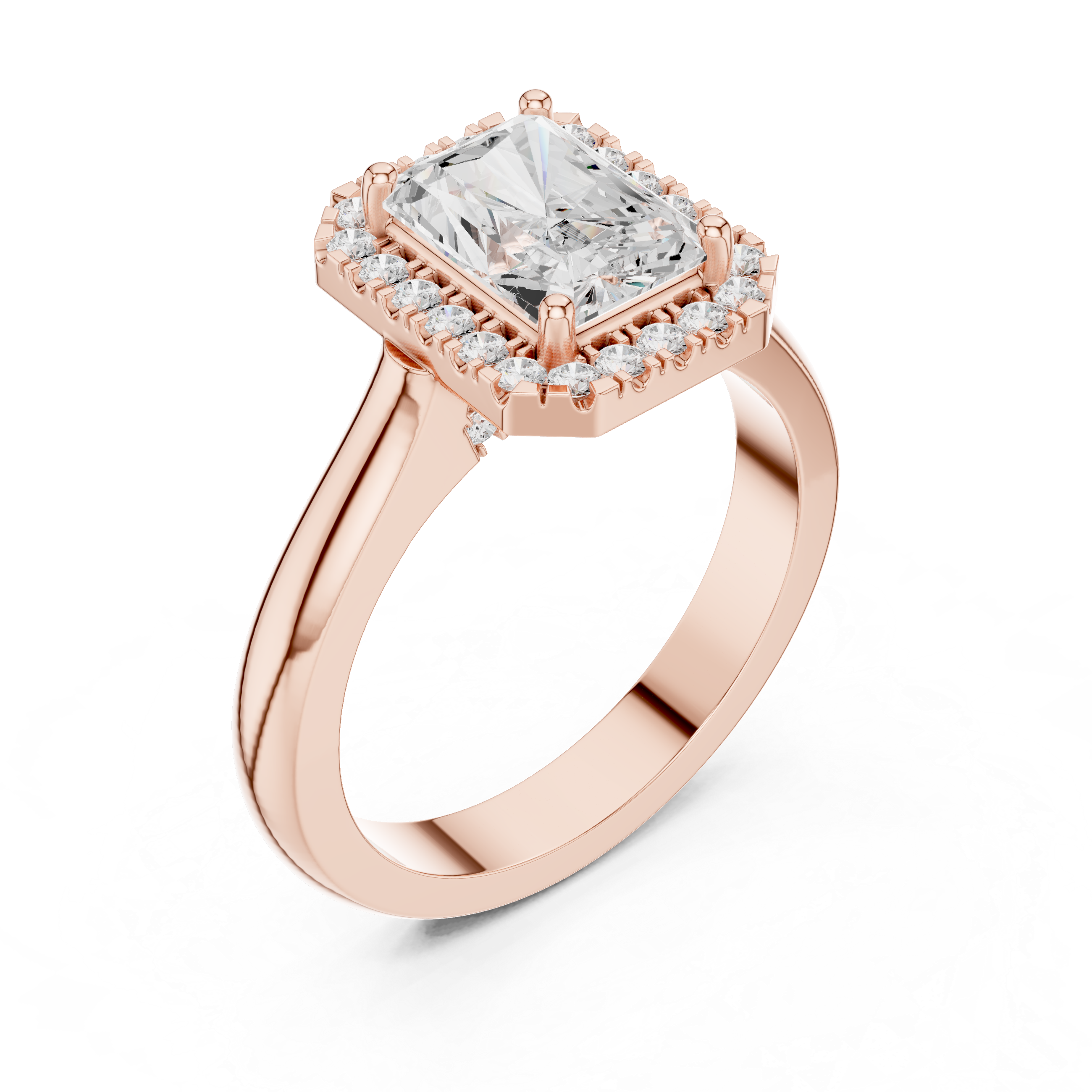 Radiant Cut Halo Engagement Ring