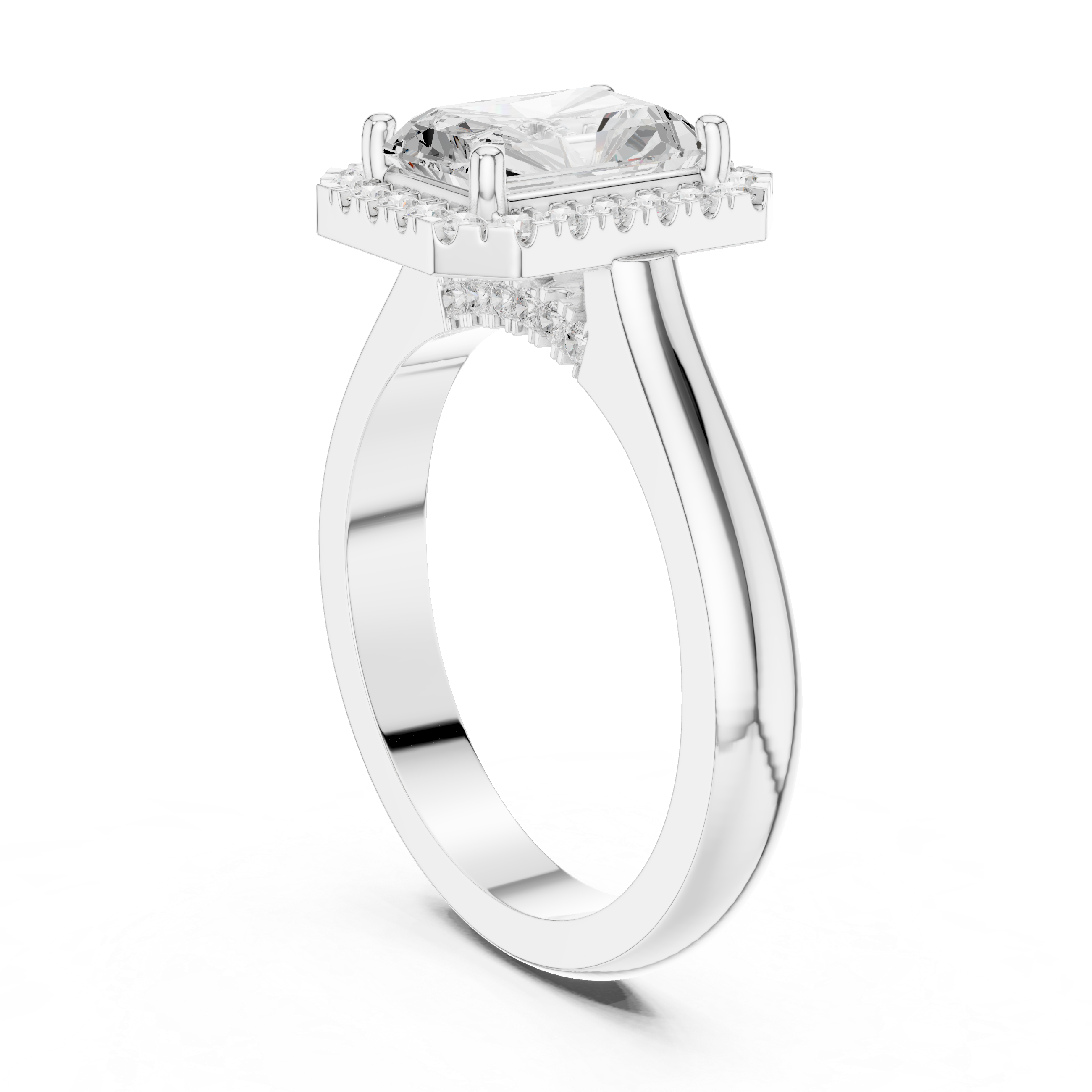 Radiant Cut Halo Engagement Ring