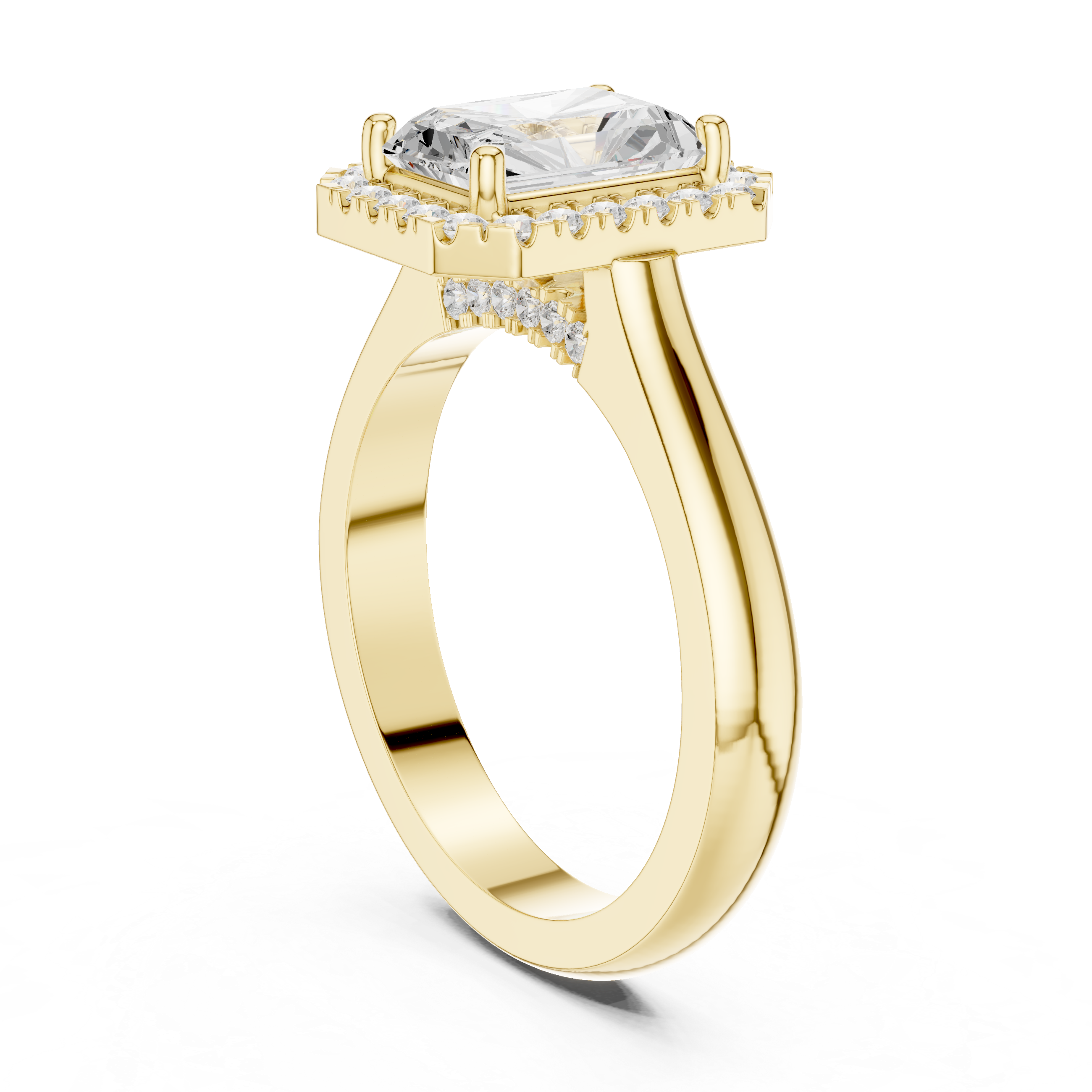 Radiant Cut Halo Engagement Ring