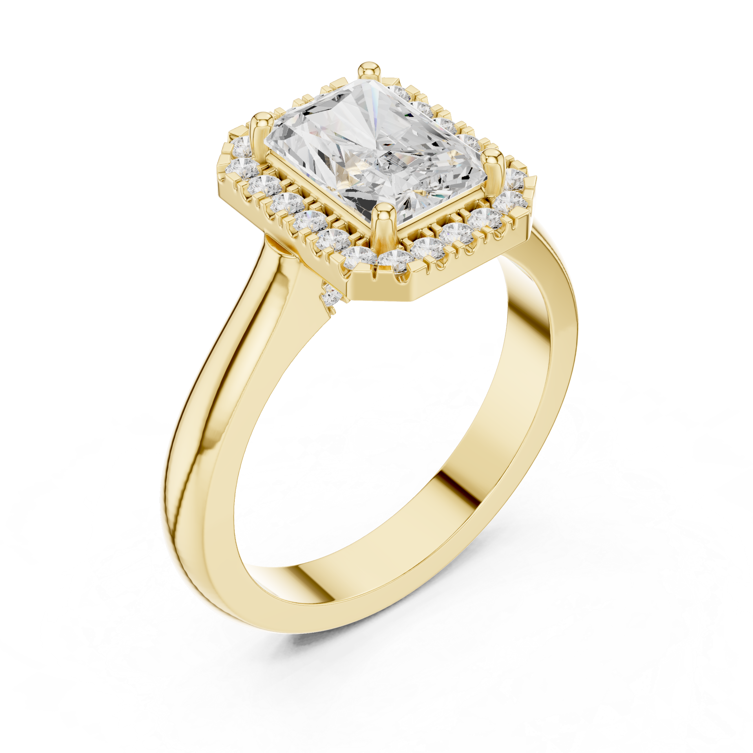 Radiant Cut Halo Engagement Ring