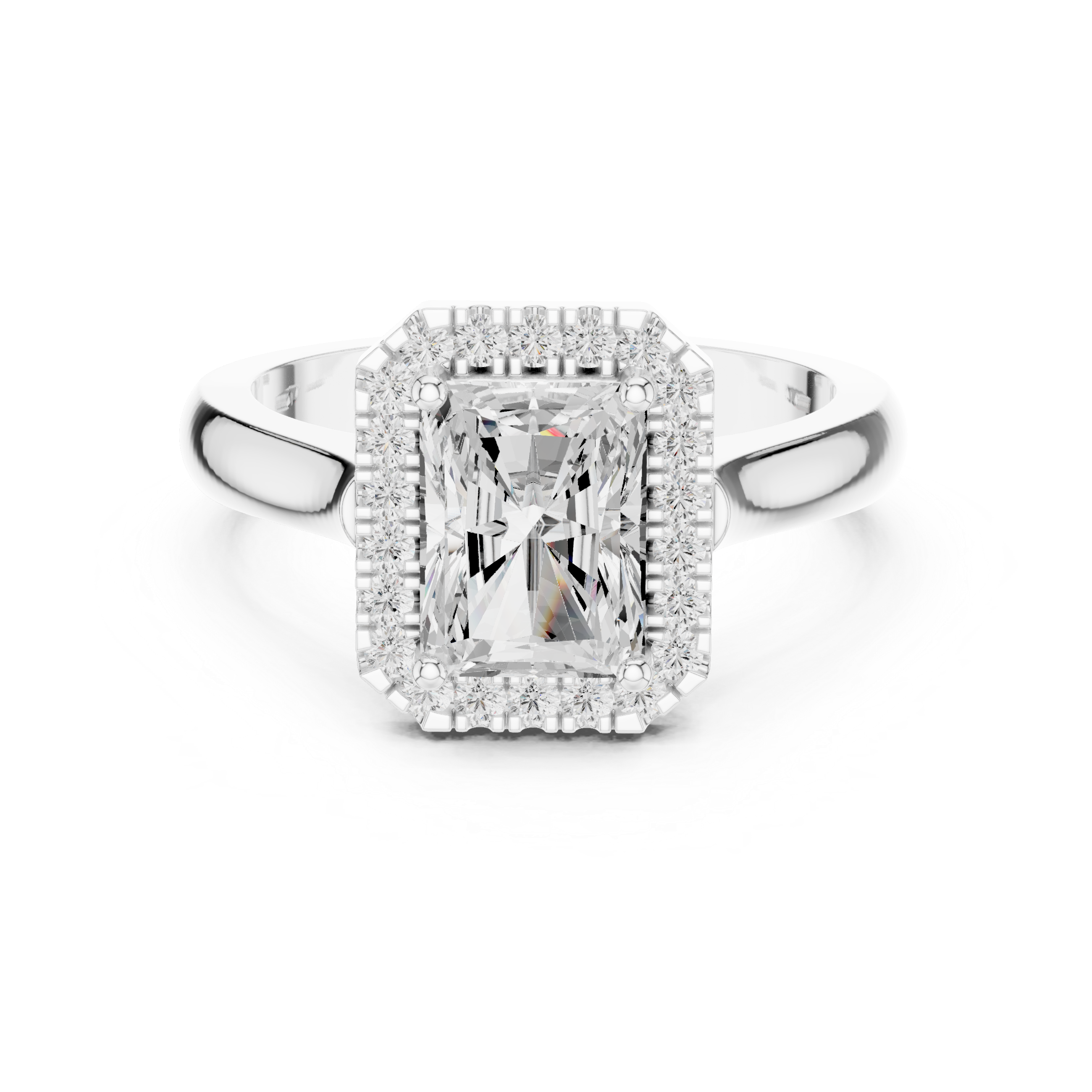 Radiant Cut Halo Engagement Ring