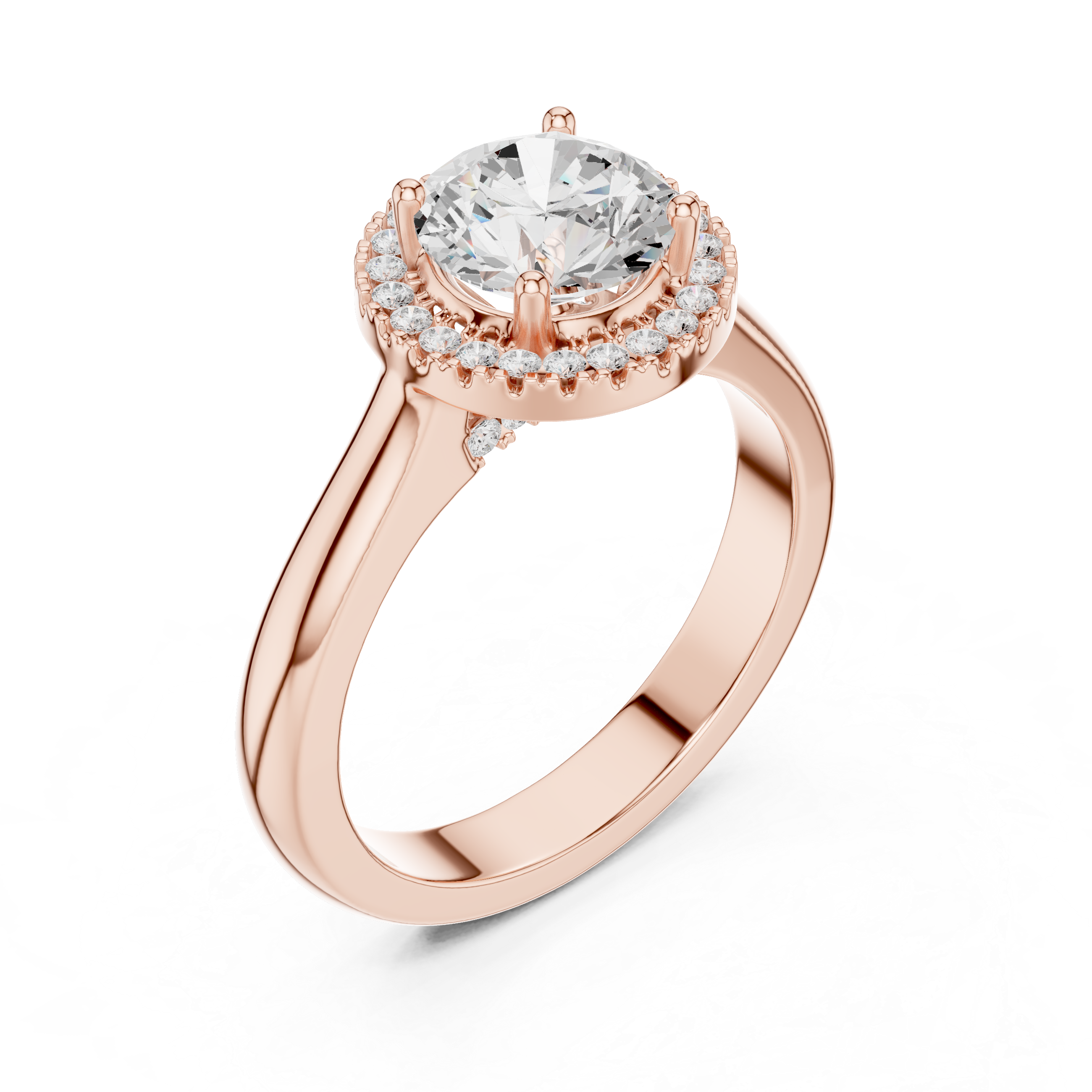 Round Cut Hidden Halo Engagement Ring