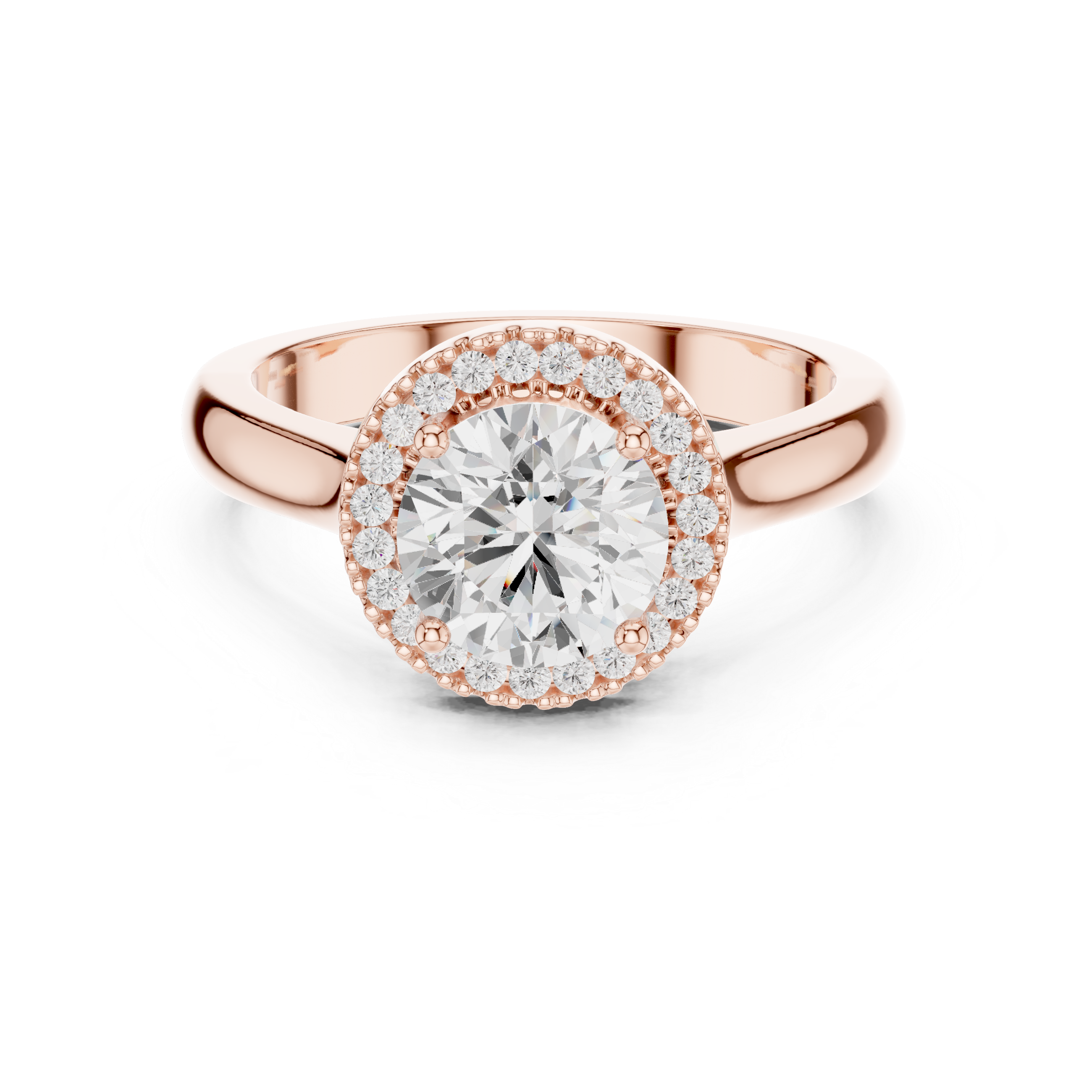Round Cut Hidden Halo Engagement Ring