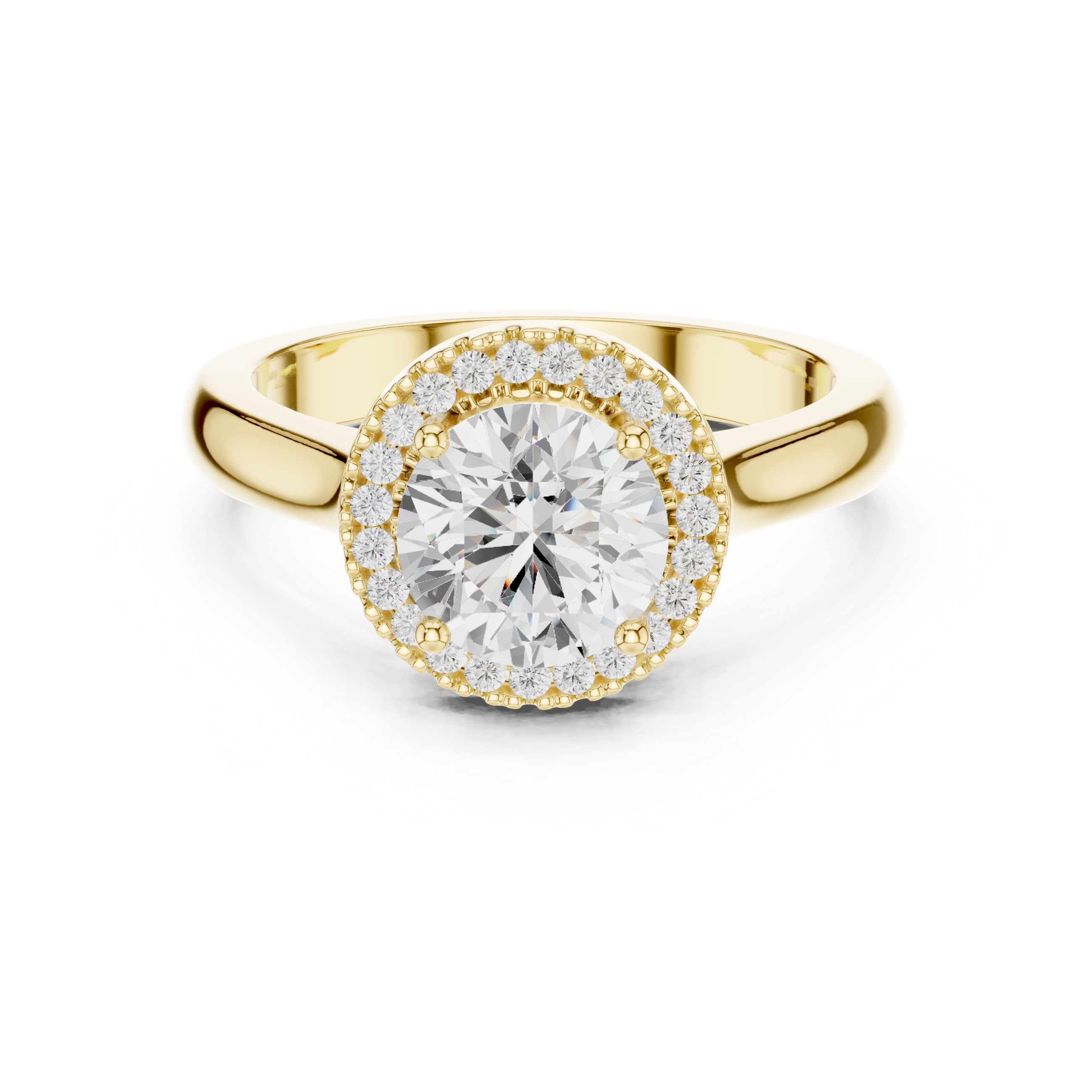 Round Cut Hidden Halo Engagement Ring