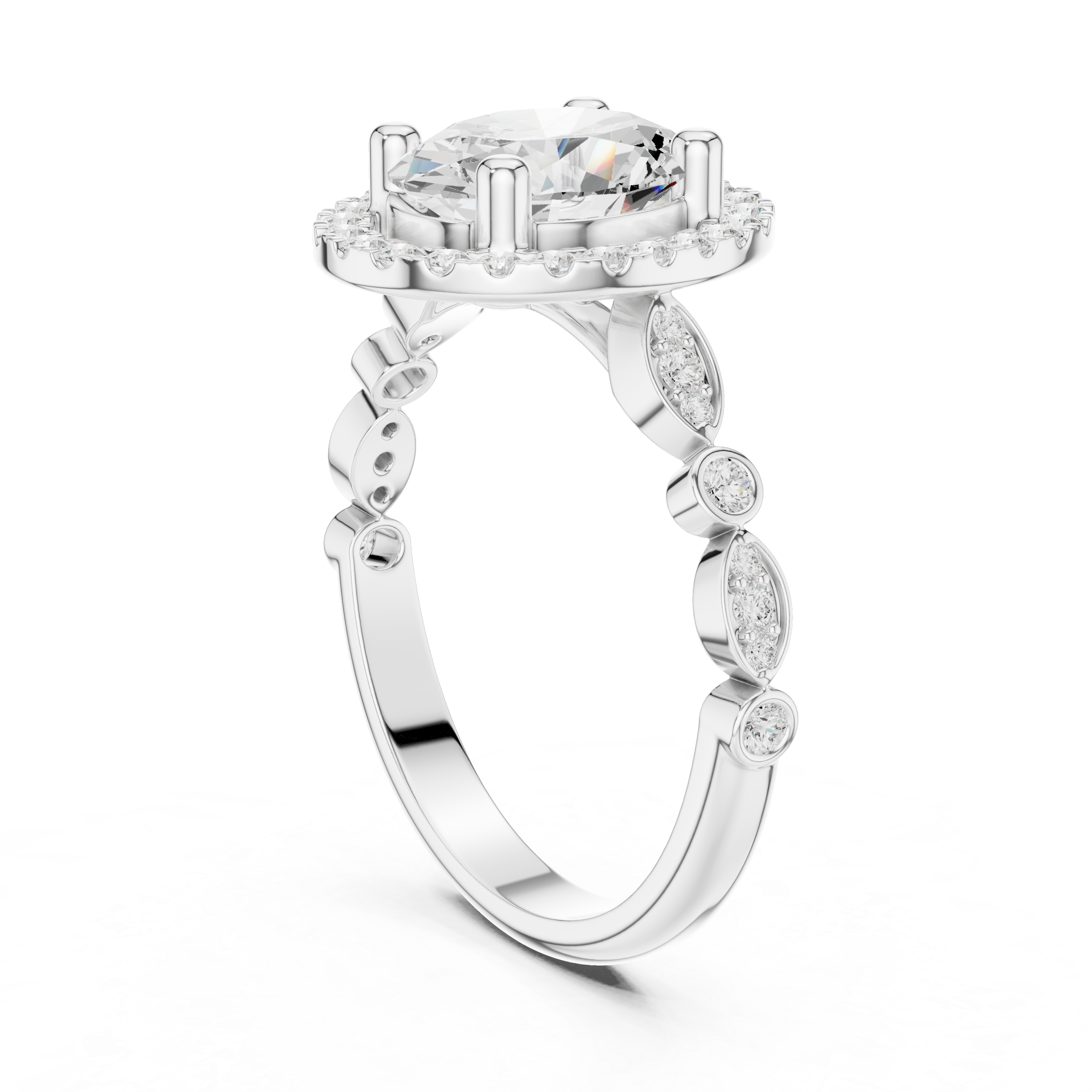 Oval Halo Diamond Engagement Ring