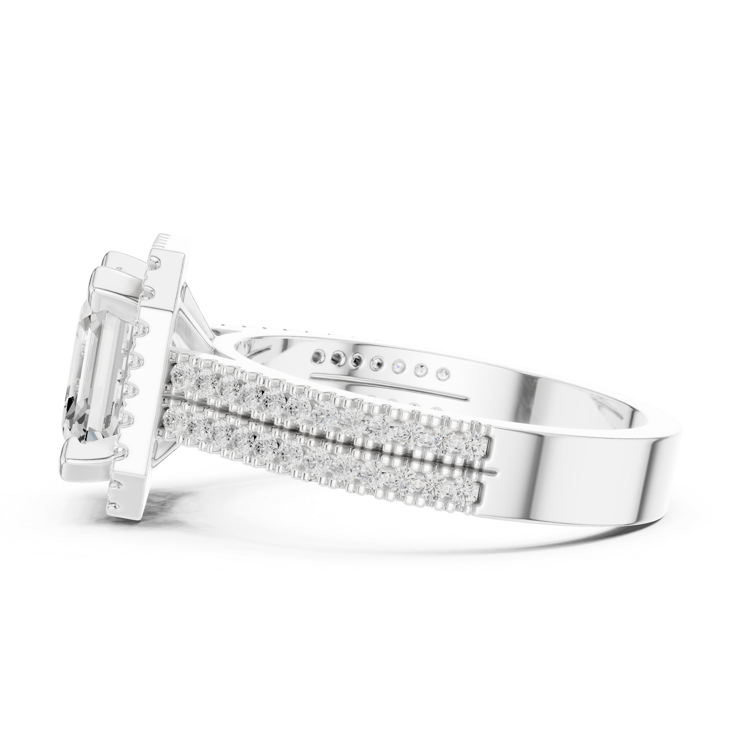 Asscher Cut Double Band Halo Ring