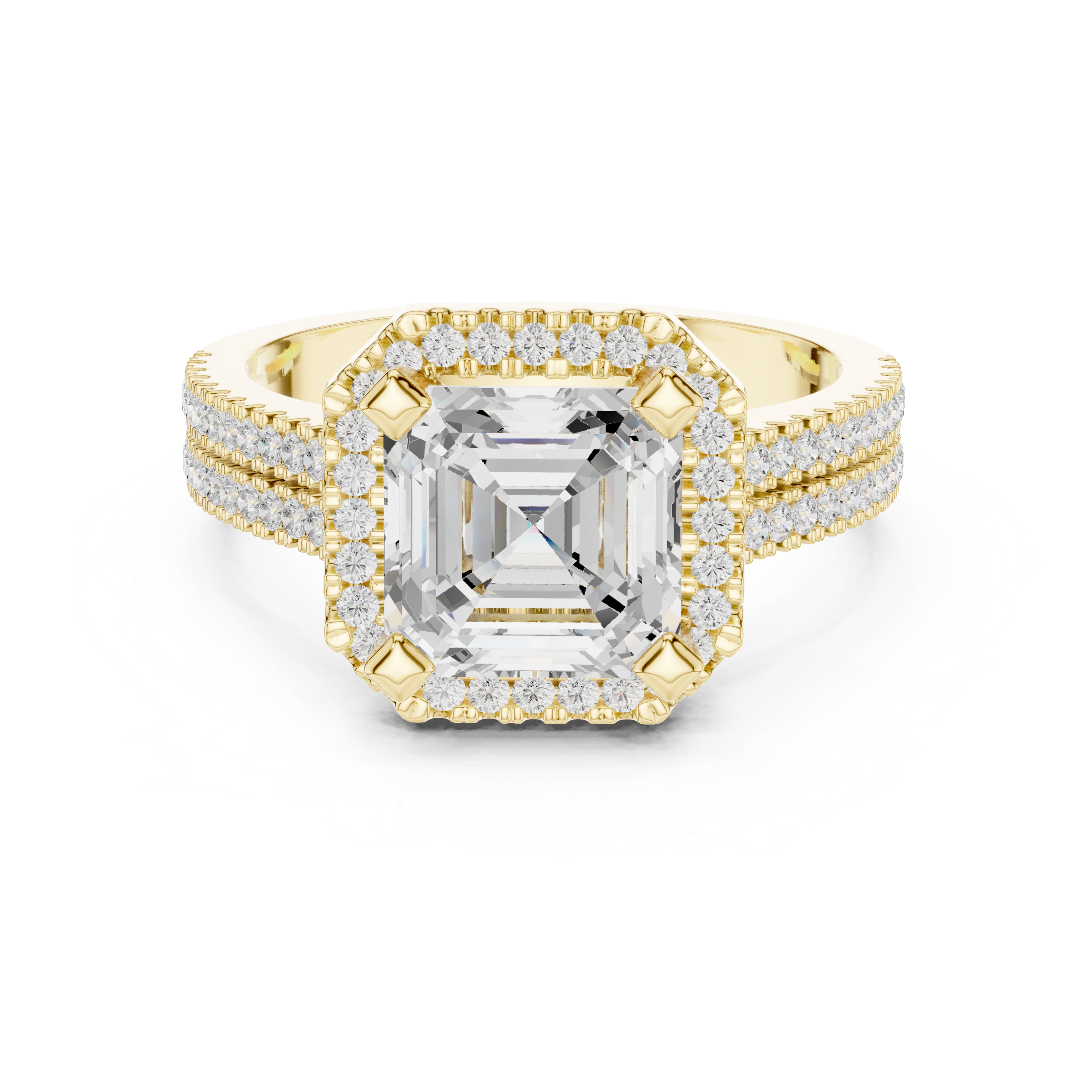 Asscher Cut Double Band Halo Ring