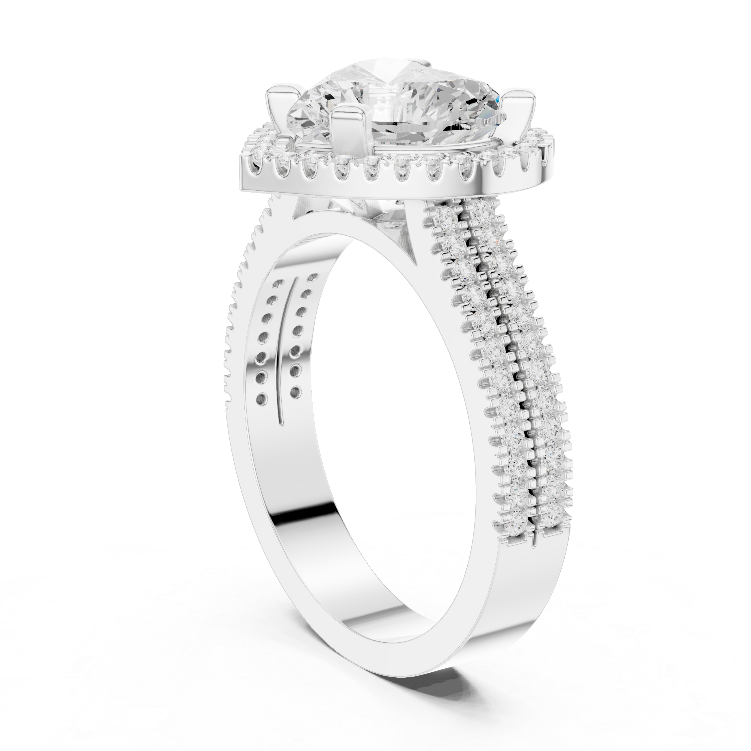 Heart Cut Triple Band Halo Ring