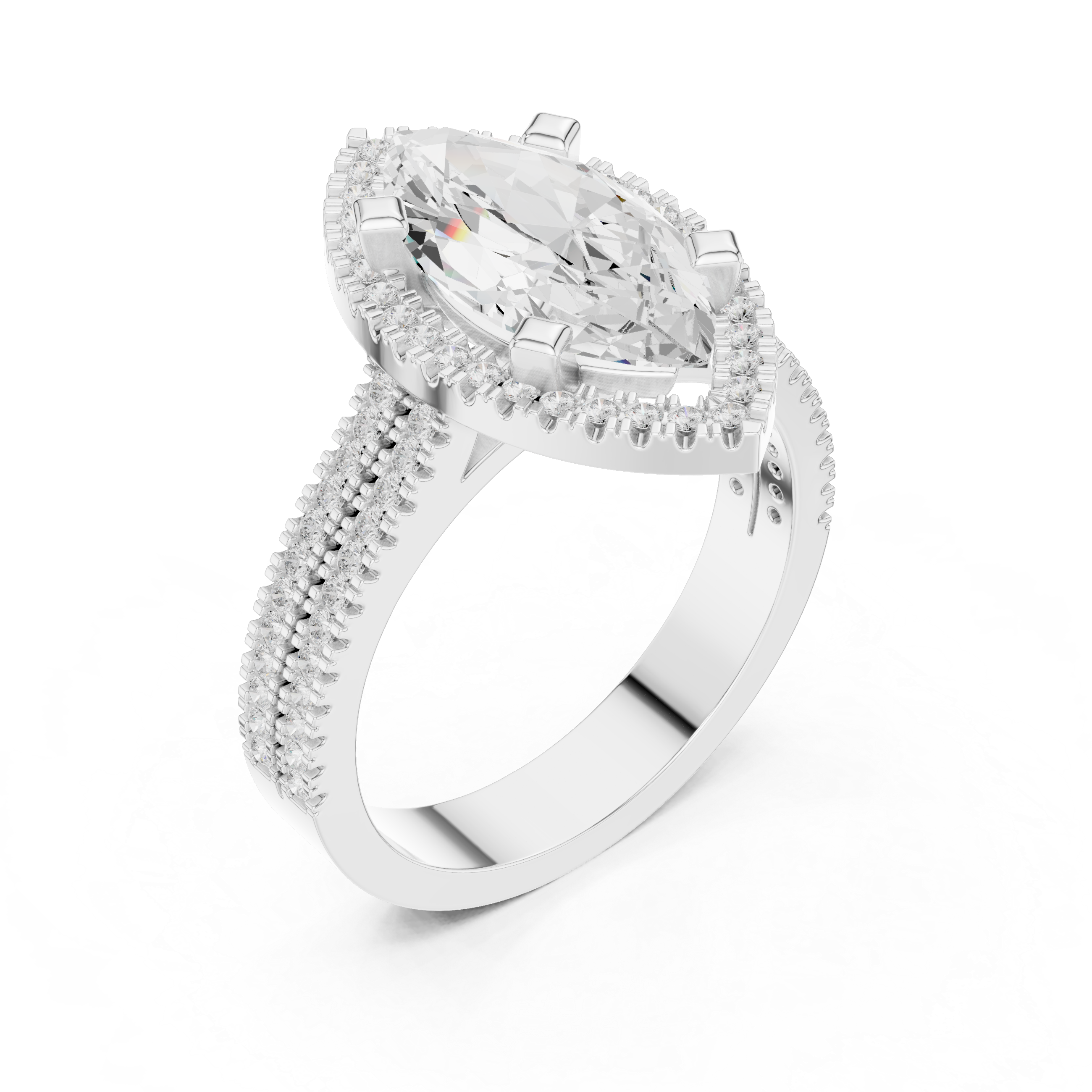 Marquise Cut Triple Band Halo Ring