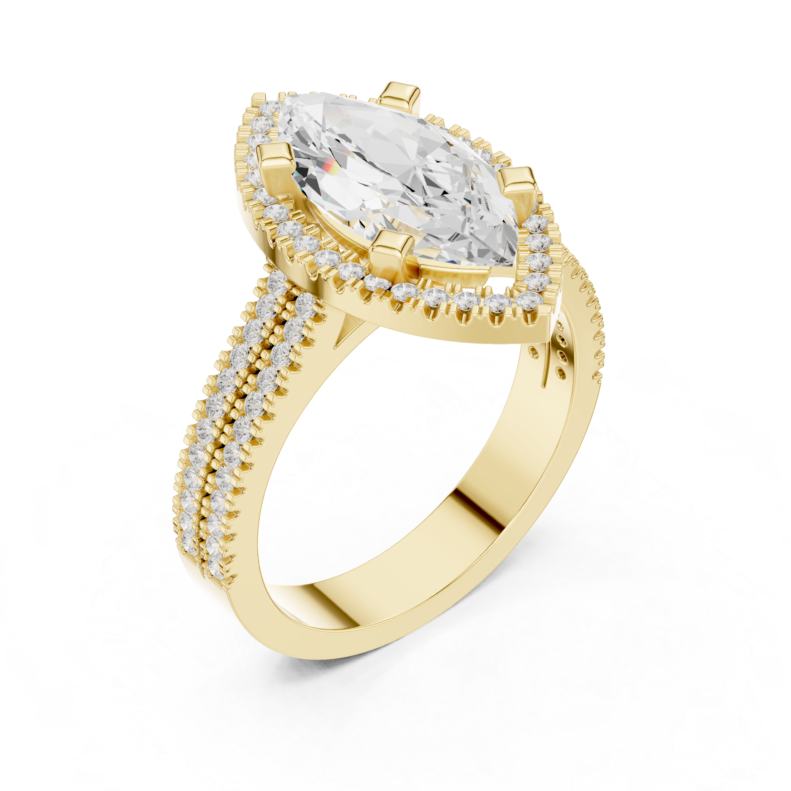 Marquise Cut Triple Band Halo Ring