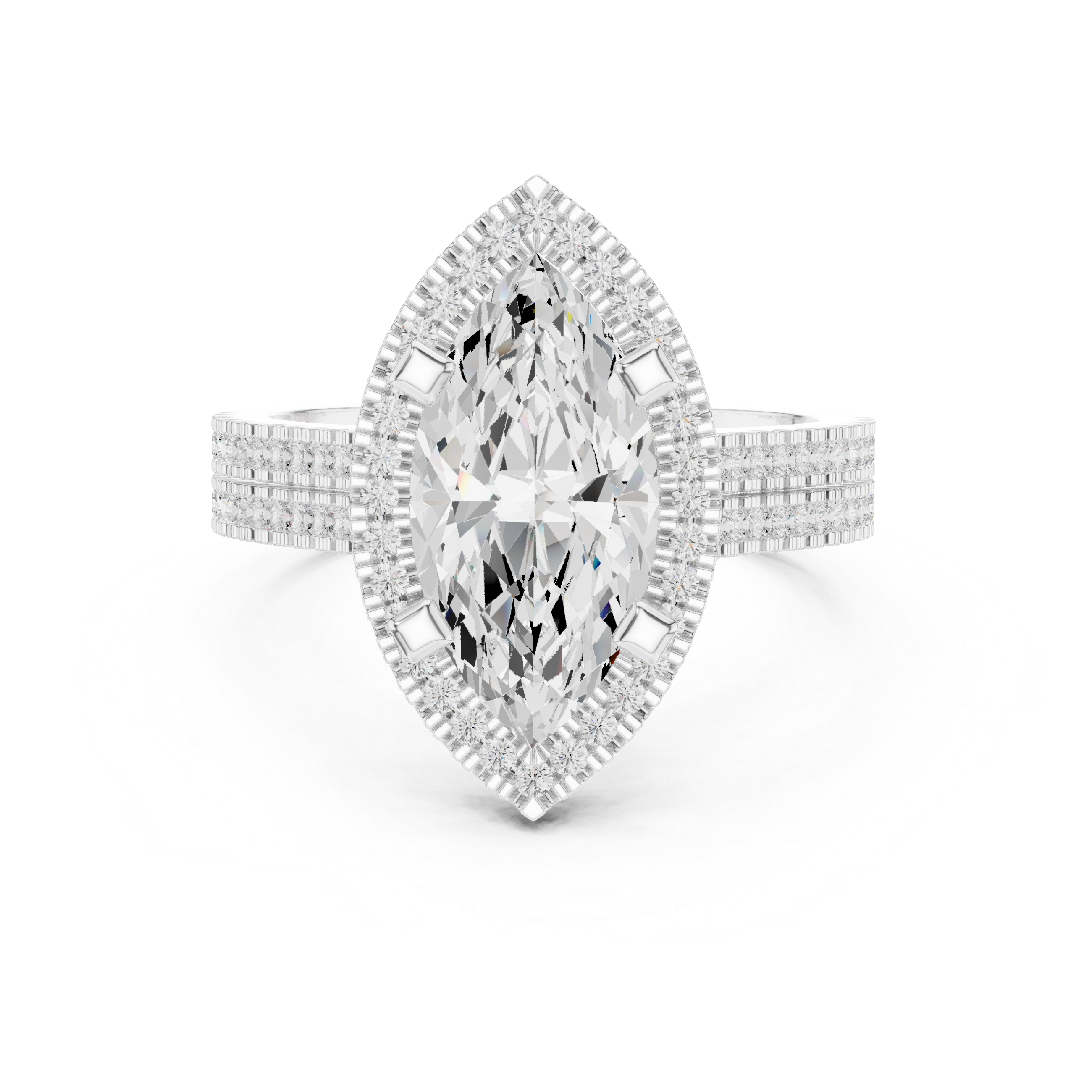 Marquise Cut Triple Band Halo Ring