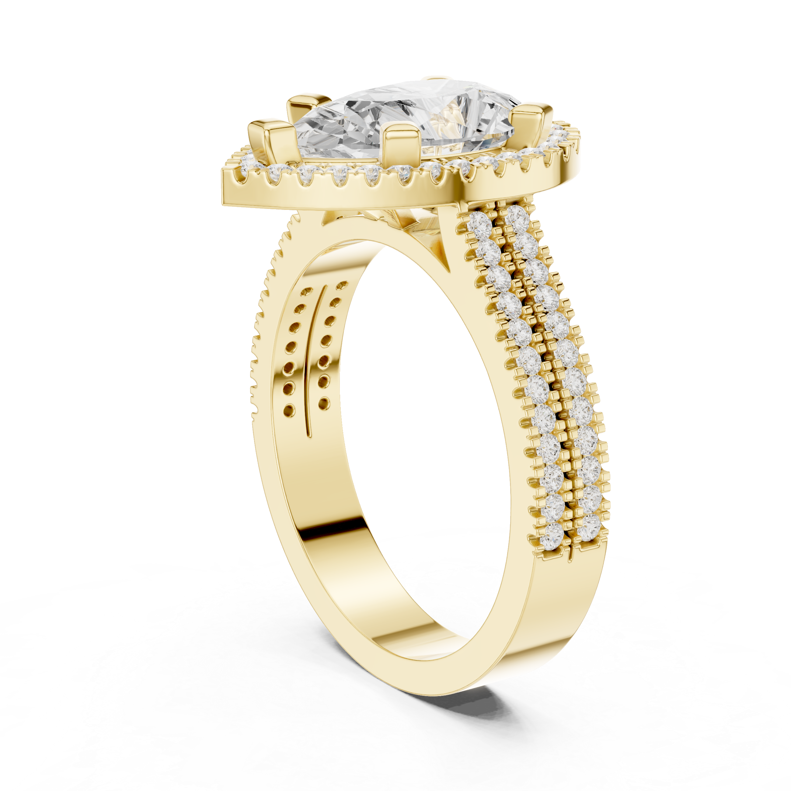 Pear Cut Triple Band Halo Ring