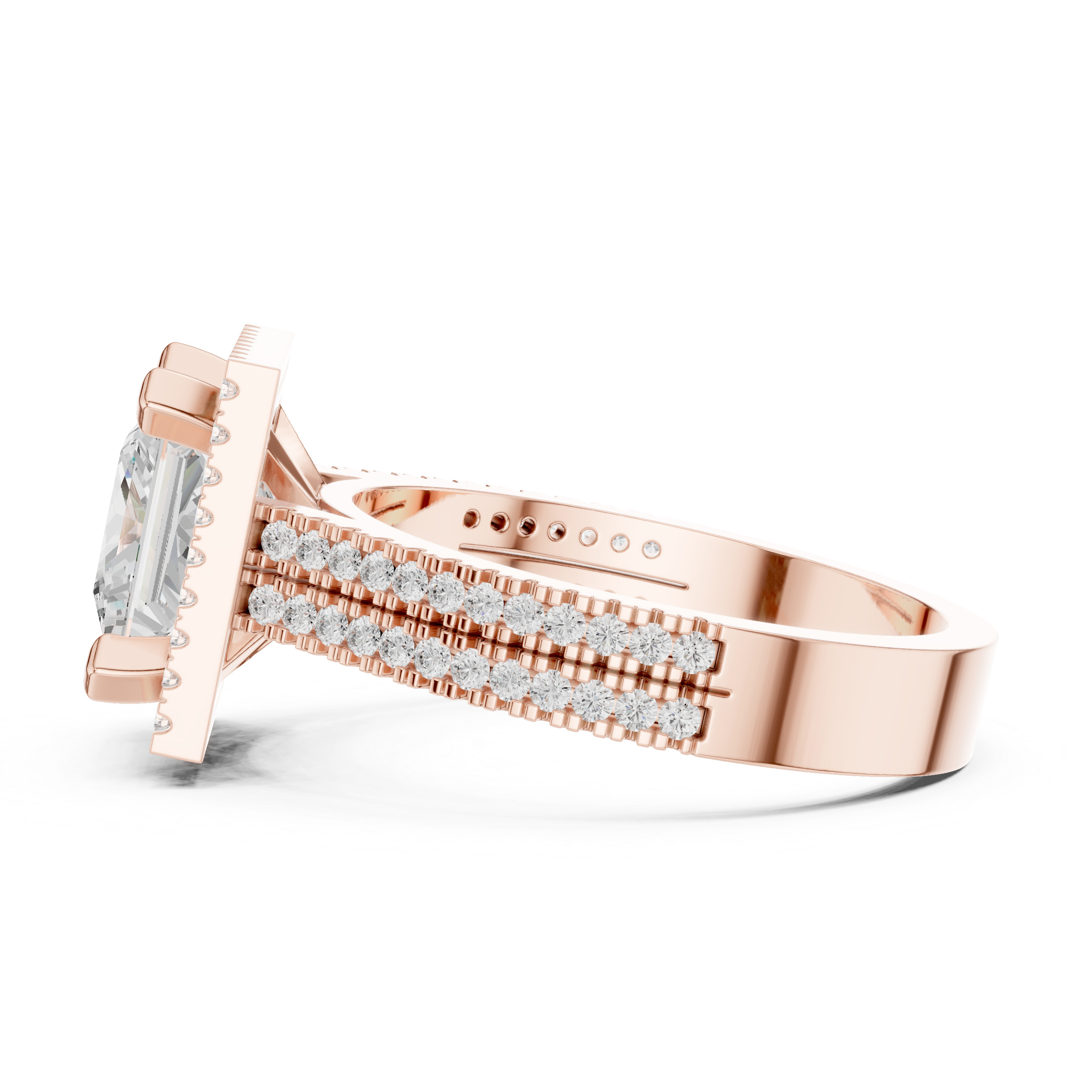 Princess Cut Triple Band Halo Ring