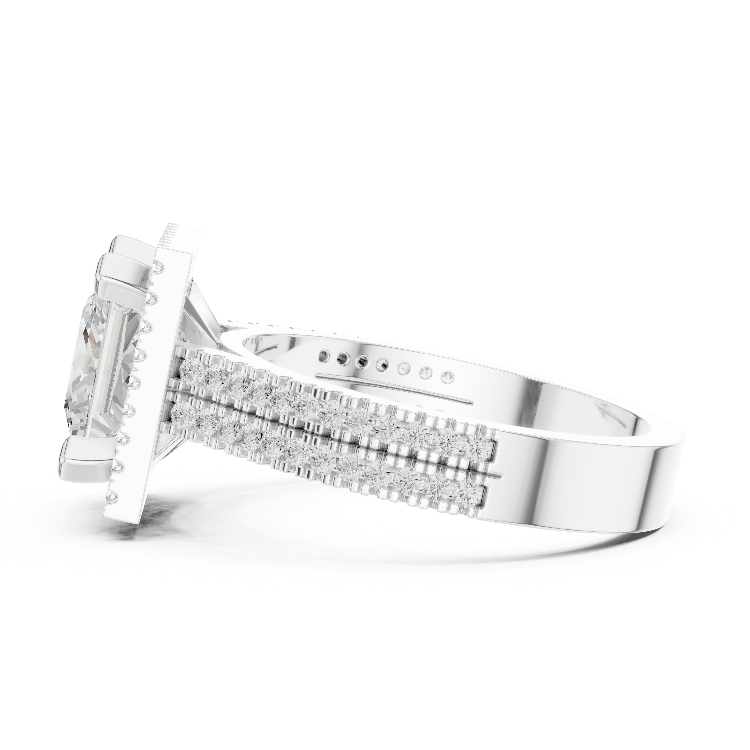 Princess Cut Triple Band Halo Ring
