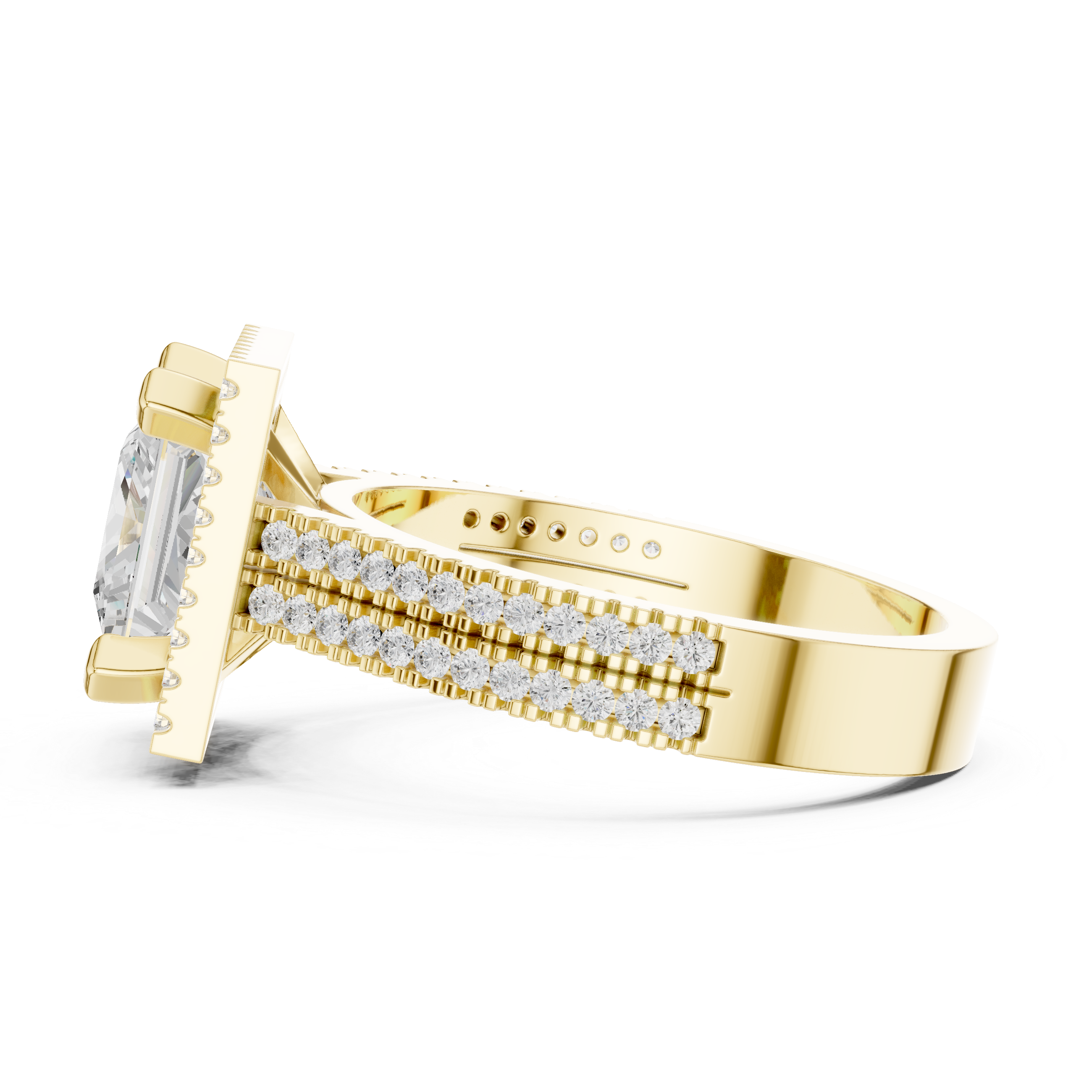 Princess Cut Triple Band Halo Ring