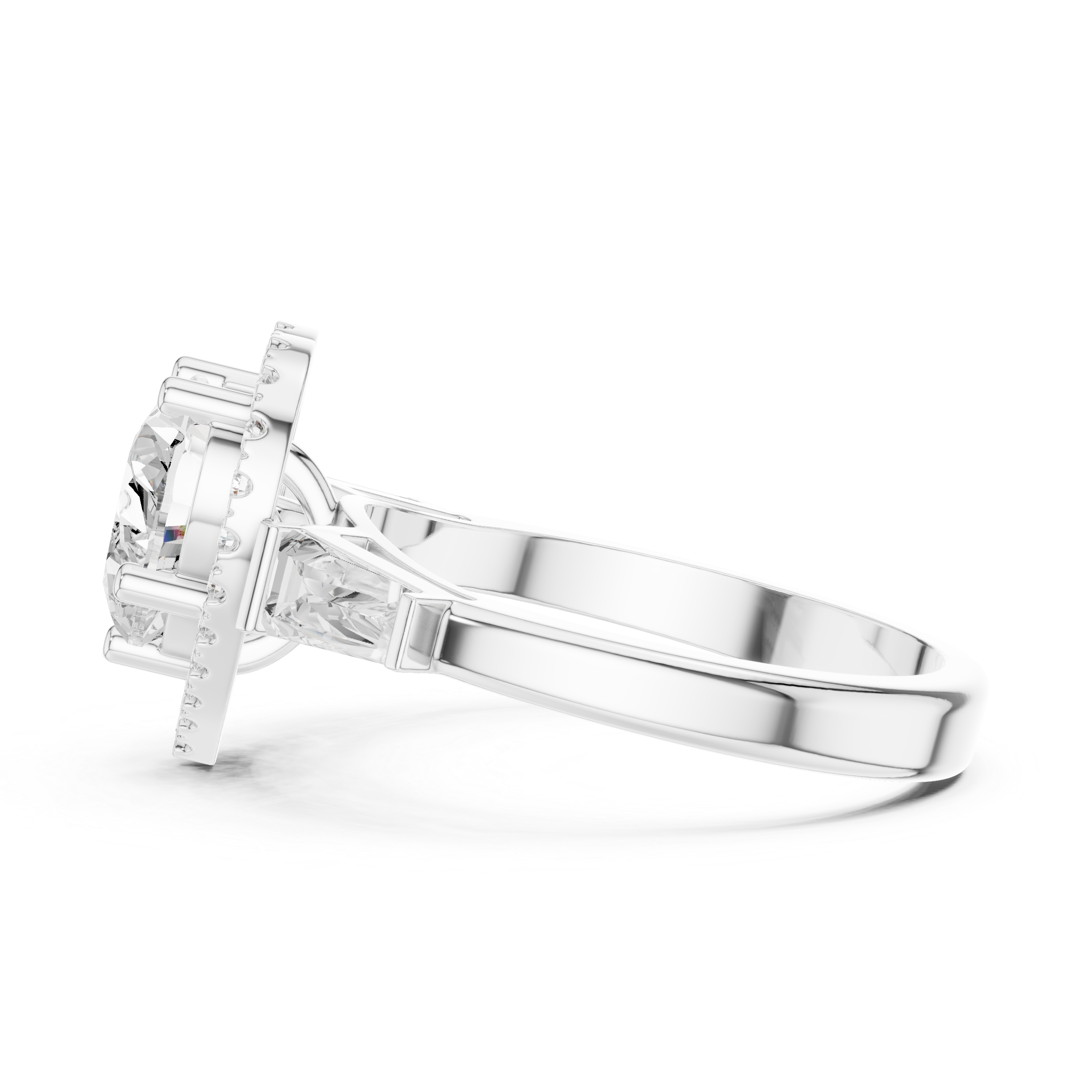 Heart Halo Trapezoid Engagement Ring